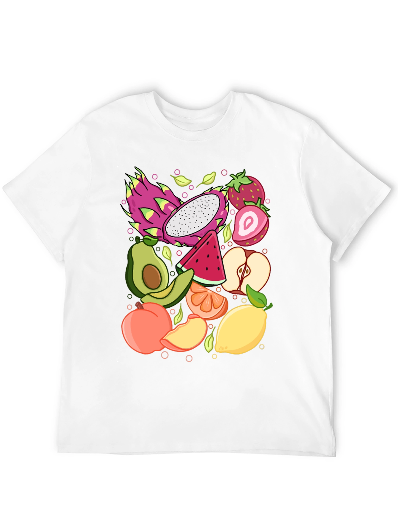 Fruit Pattern Graphic Tee - Unisex Black T-Shirt
