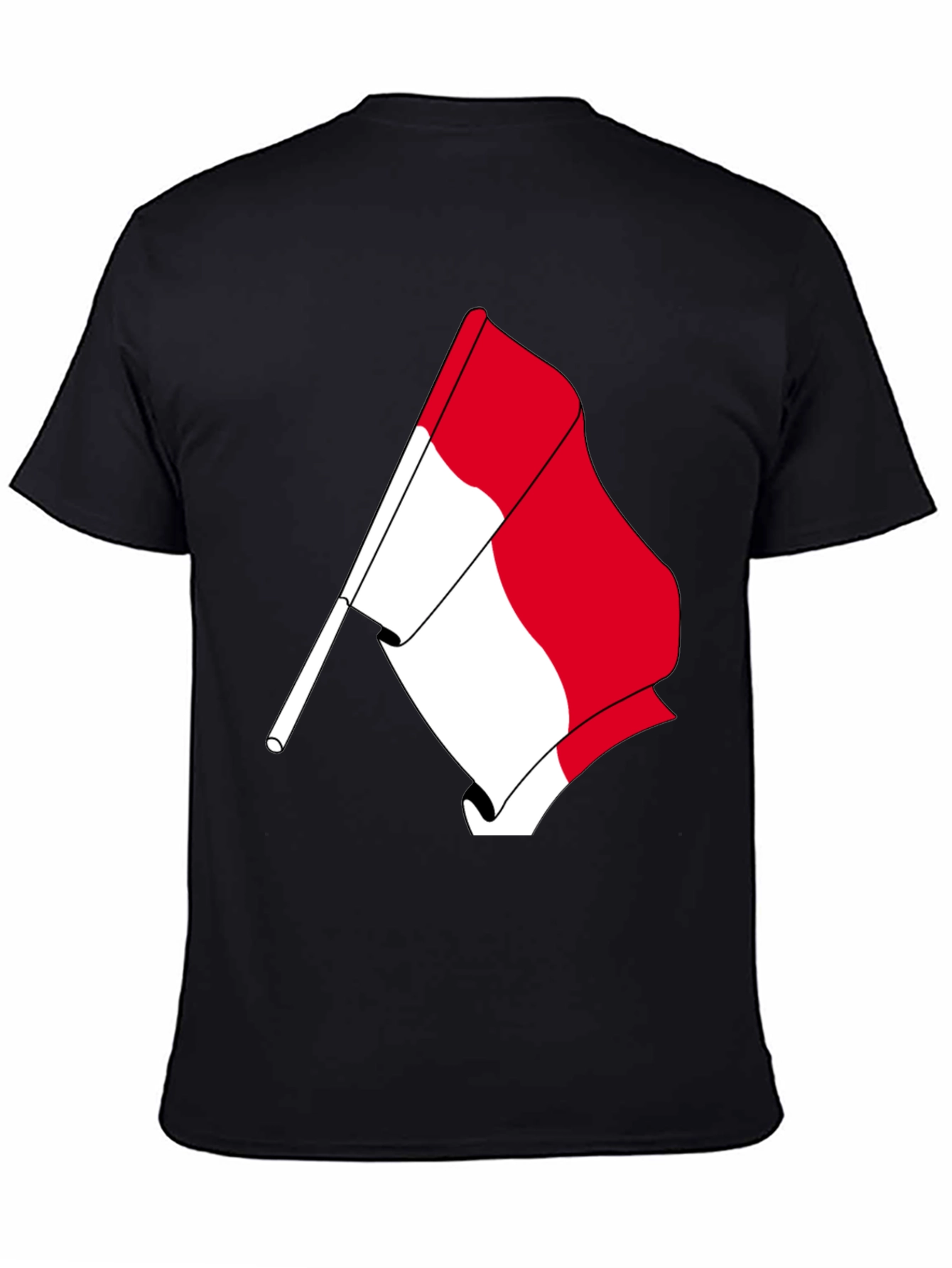 Flag Graphic Tee - Black Cotton Casual Shirt