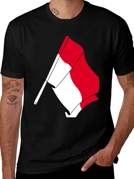 Flag Graphic Tee - Black Cotton Casual Shirt