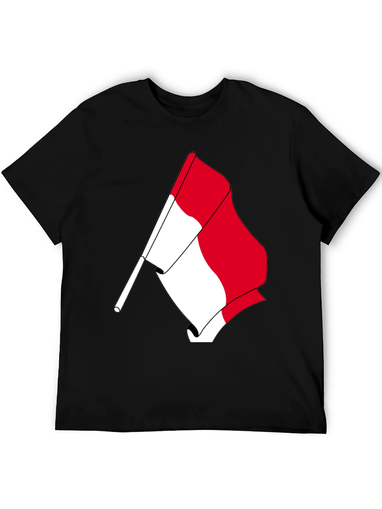 Flag Graphic Tee - Black Cotton Casual Shirt