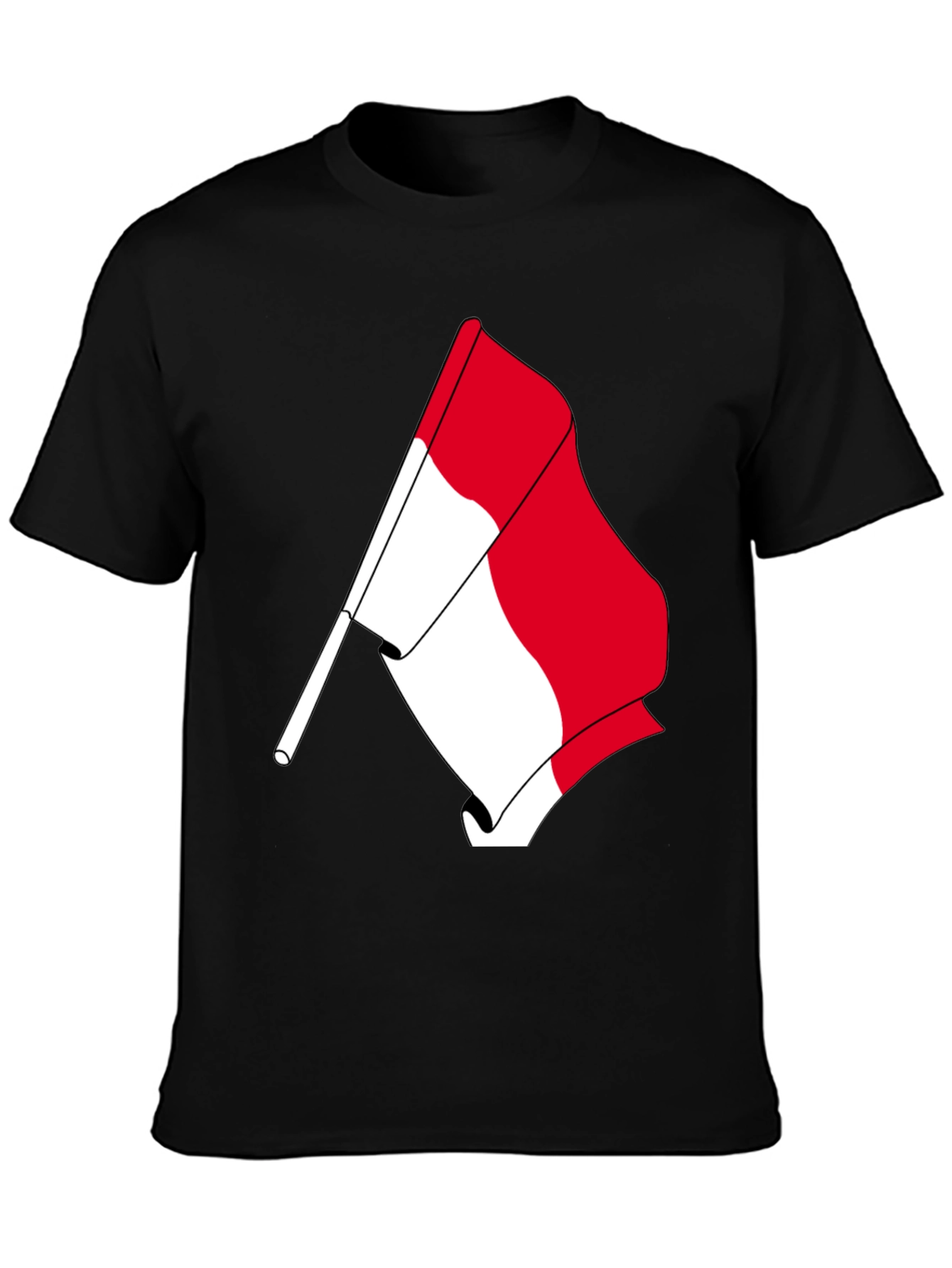 Flag Graphic Tee - Black Cotton Casual Shirt
