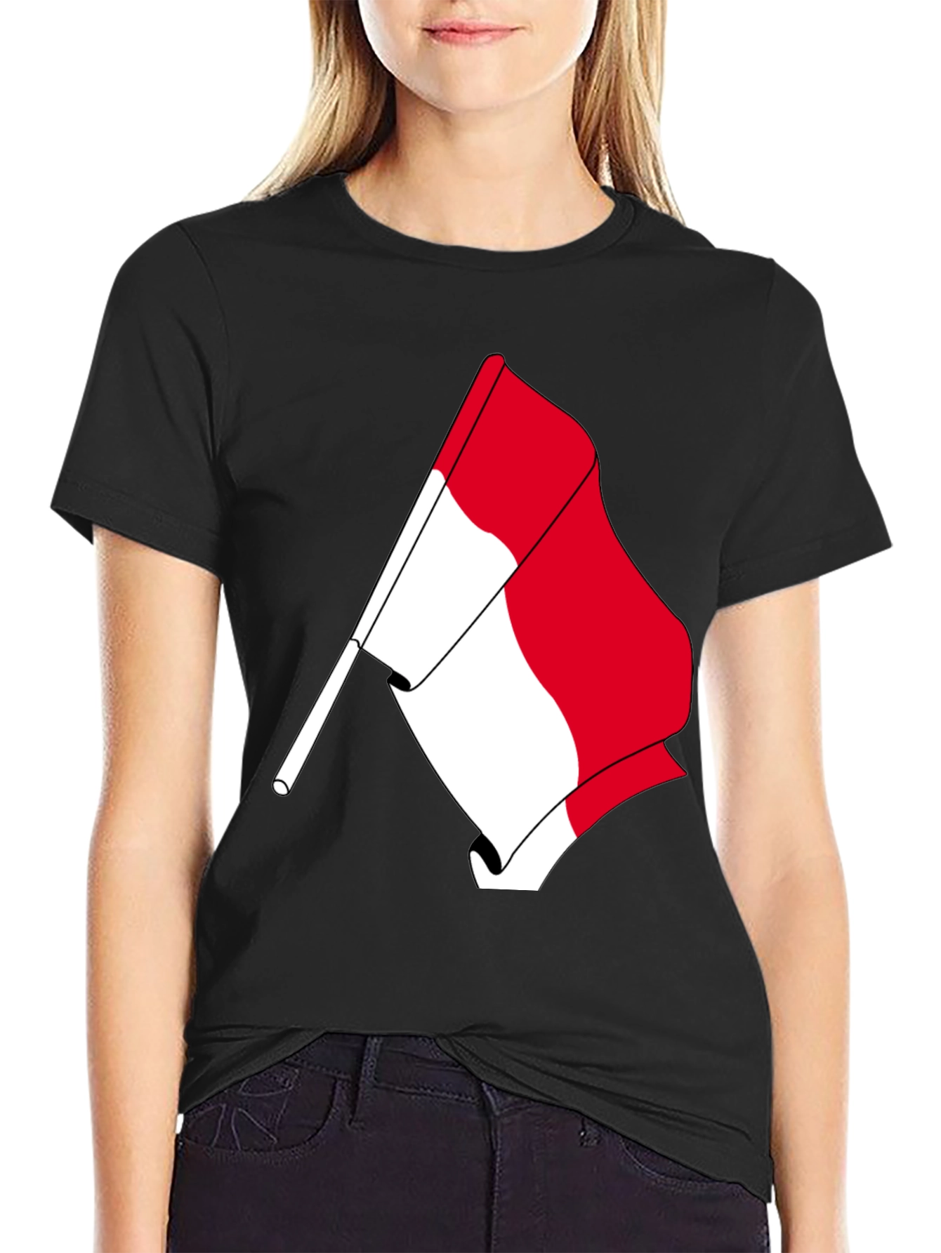 Flag Graphic Tee - Black Cotton Casual Shirt