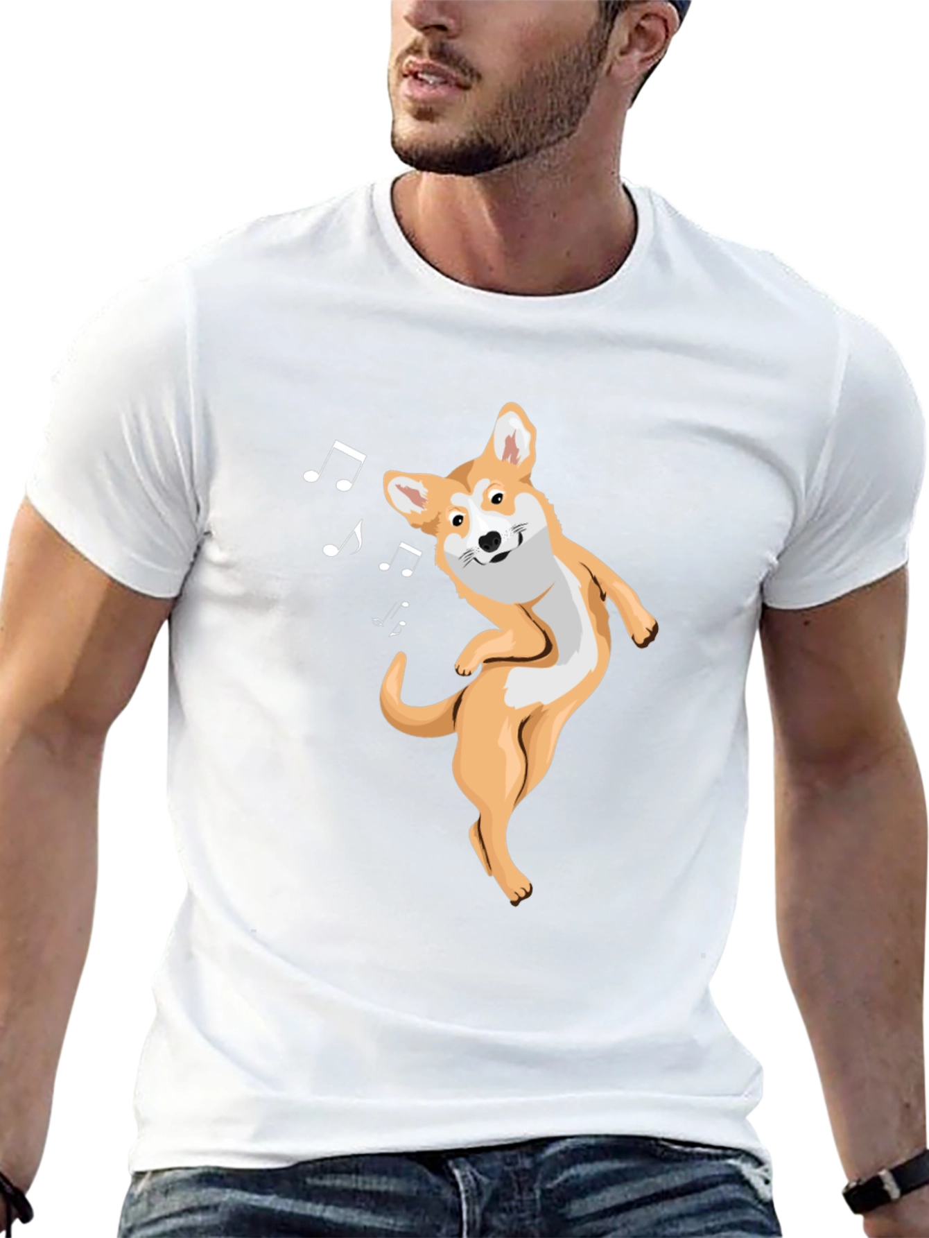 Dancing Corgi Black Graphic T-Shirt