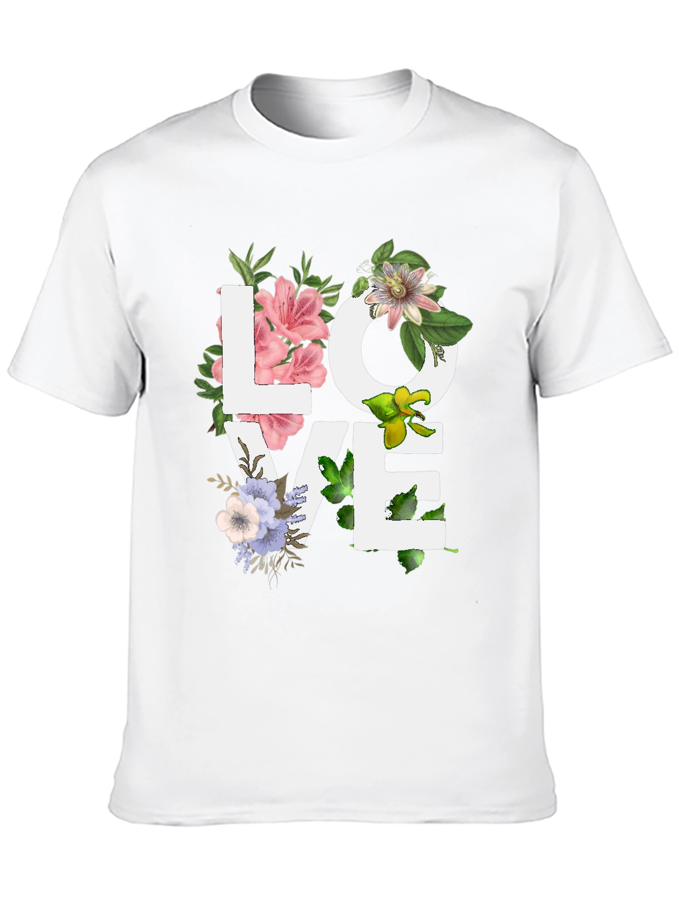 Floral LOVE Graphic Tee - Trendy Casual Top