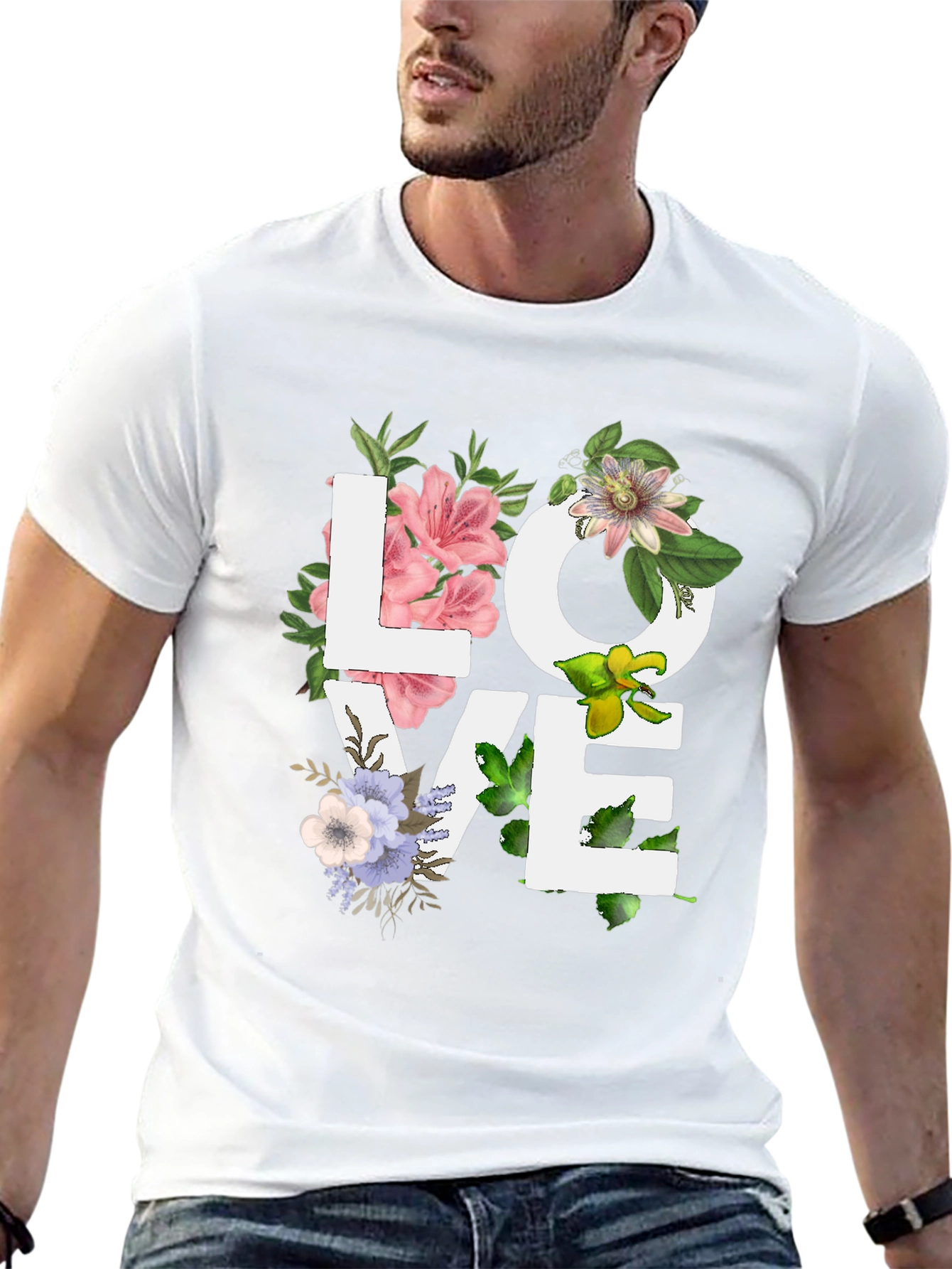 Floral LOVE Graphic Tee - Trendy Casual Top
