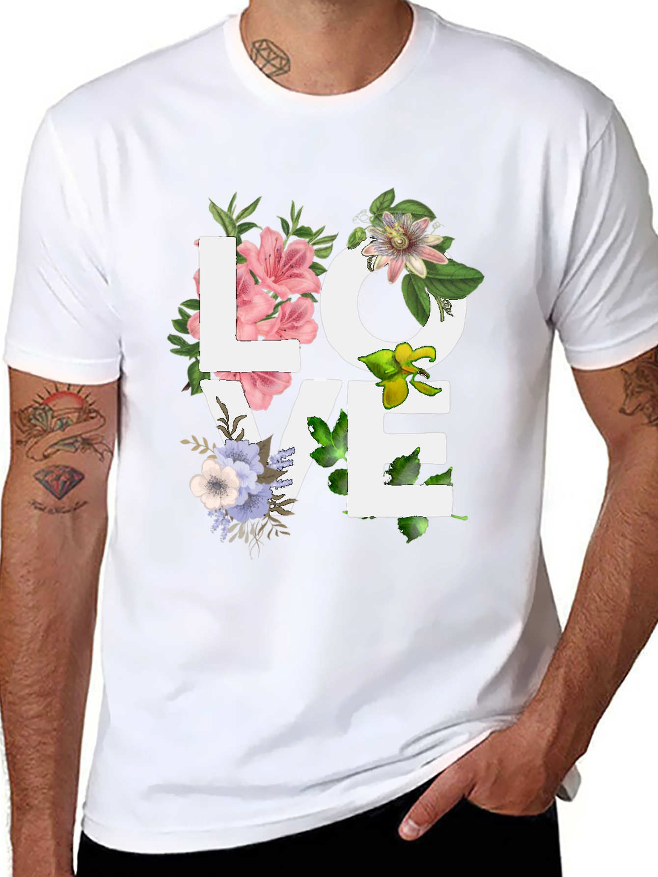 Floral LOVE Graphic Tee - Trendy Casual Top