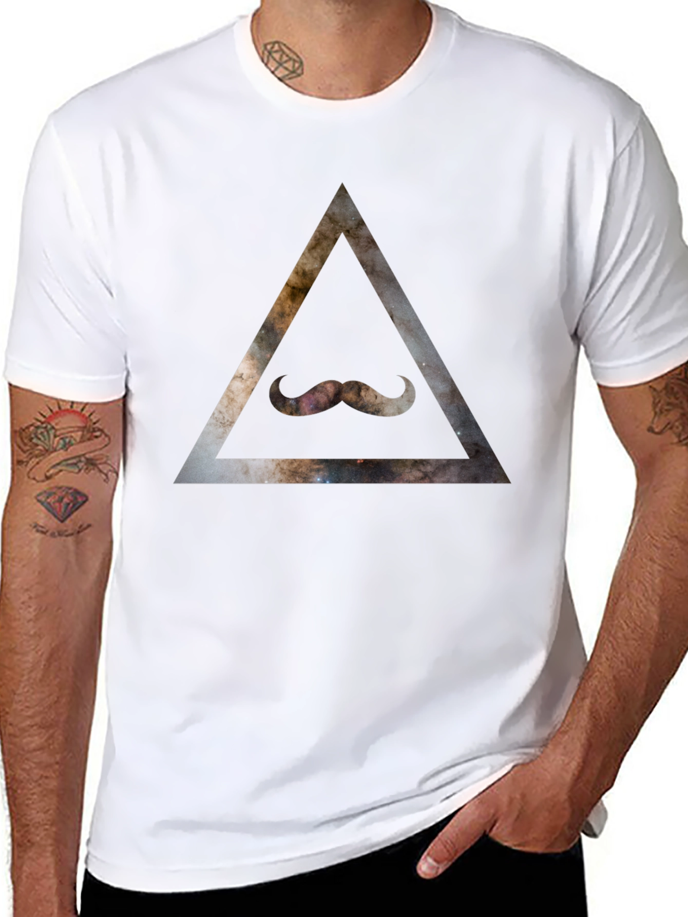 Cosmic Mustache Triangle T-Shirt