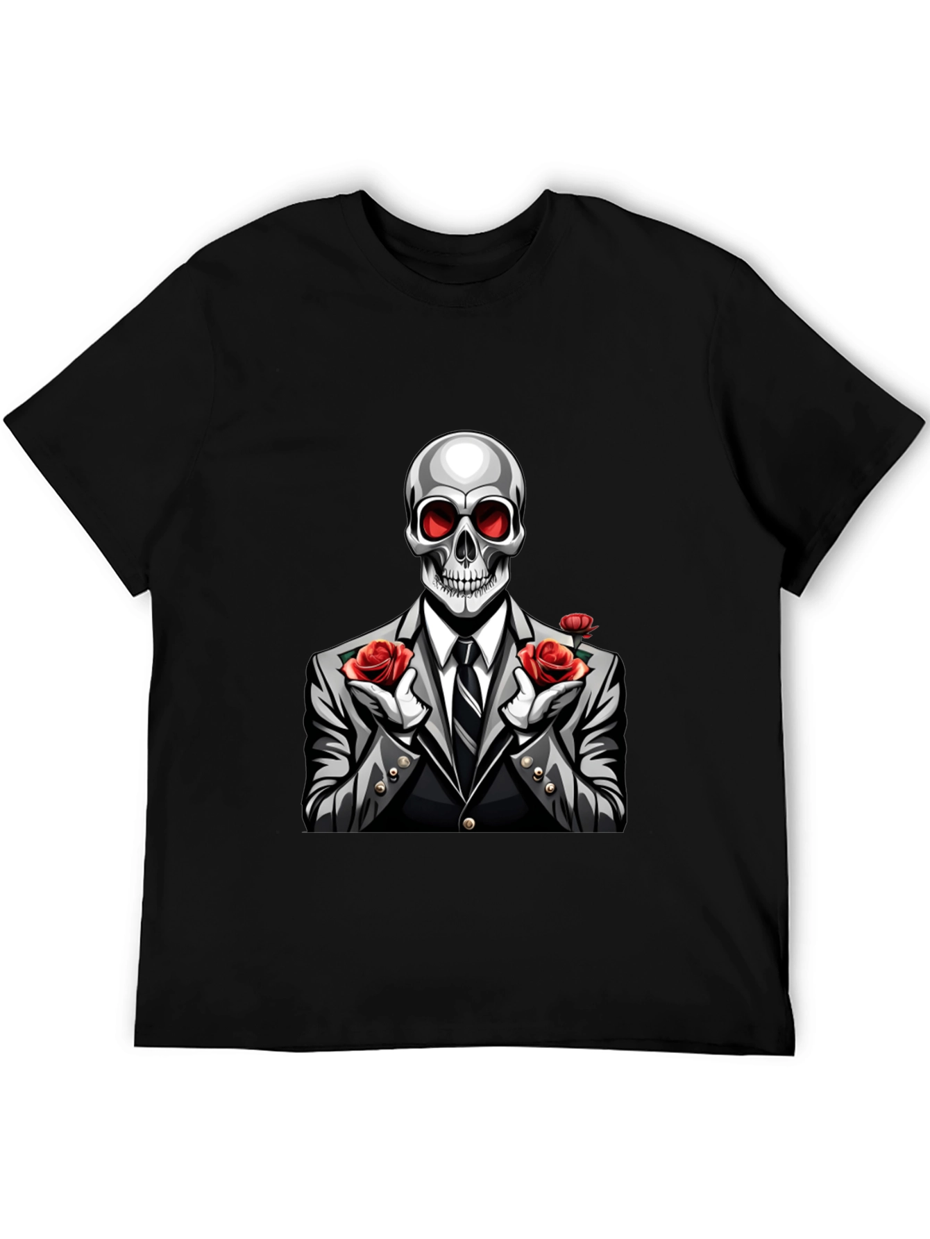 Skeleton Rose Suit Graphic Tee