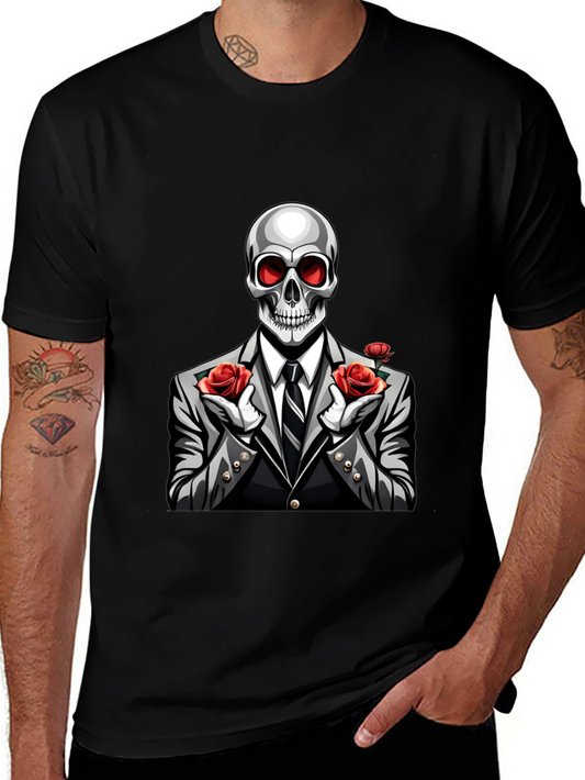 Skeleton Rose Suit Graphic Tee
