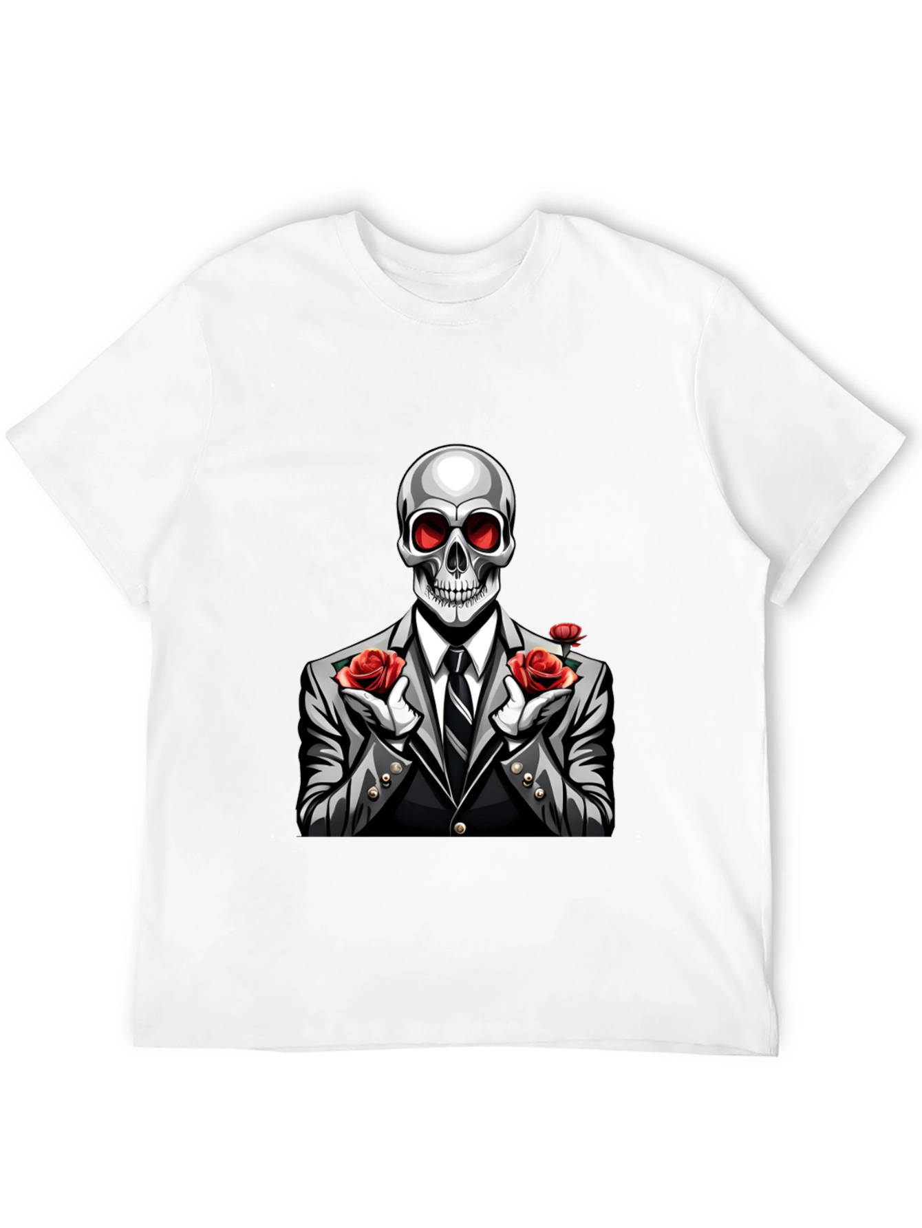 Skeleton Rose Suit Graphic Tee