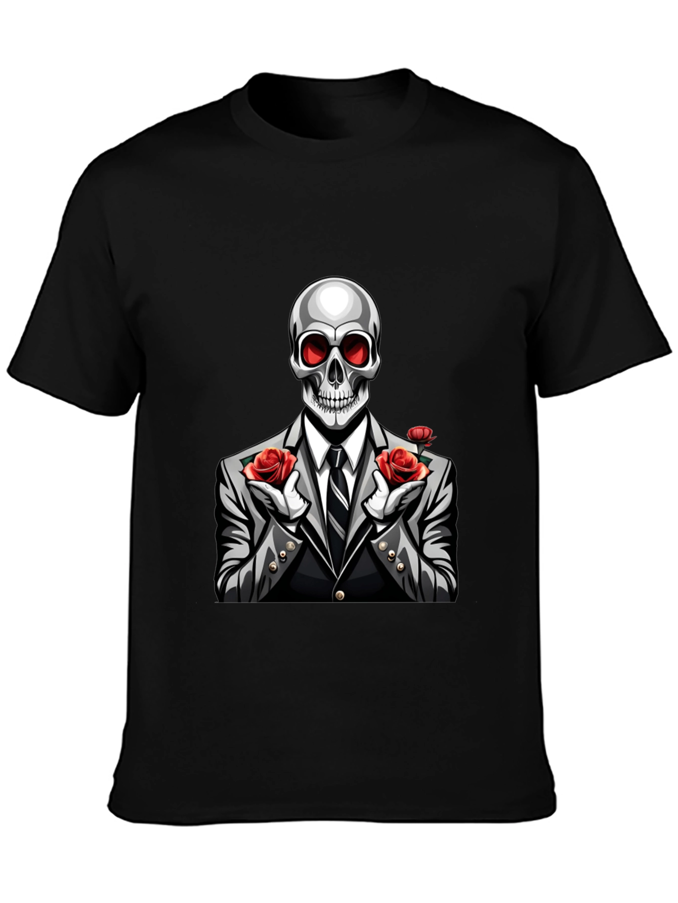 Skeleton Rose Suit Graphic Tee