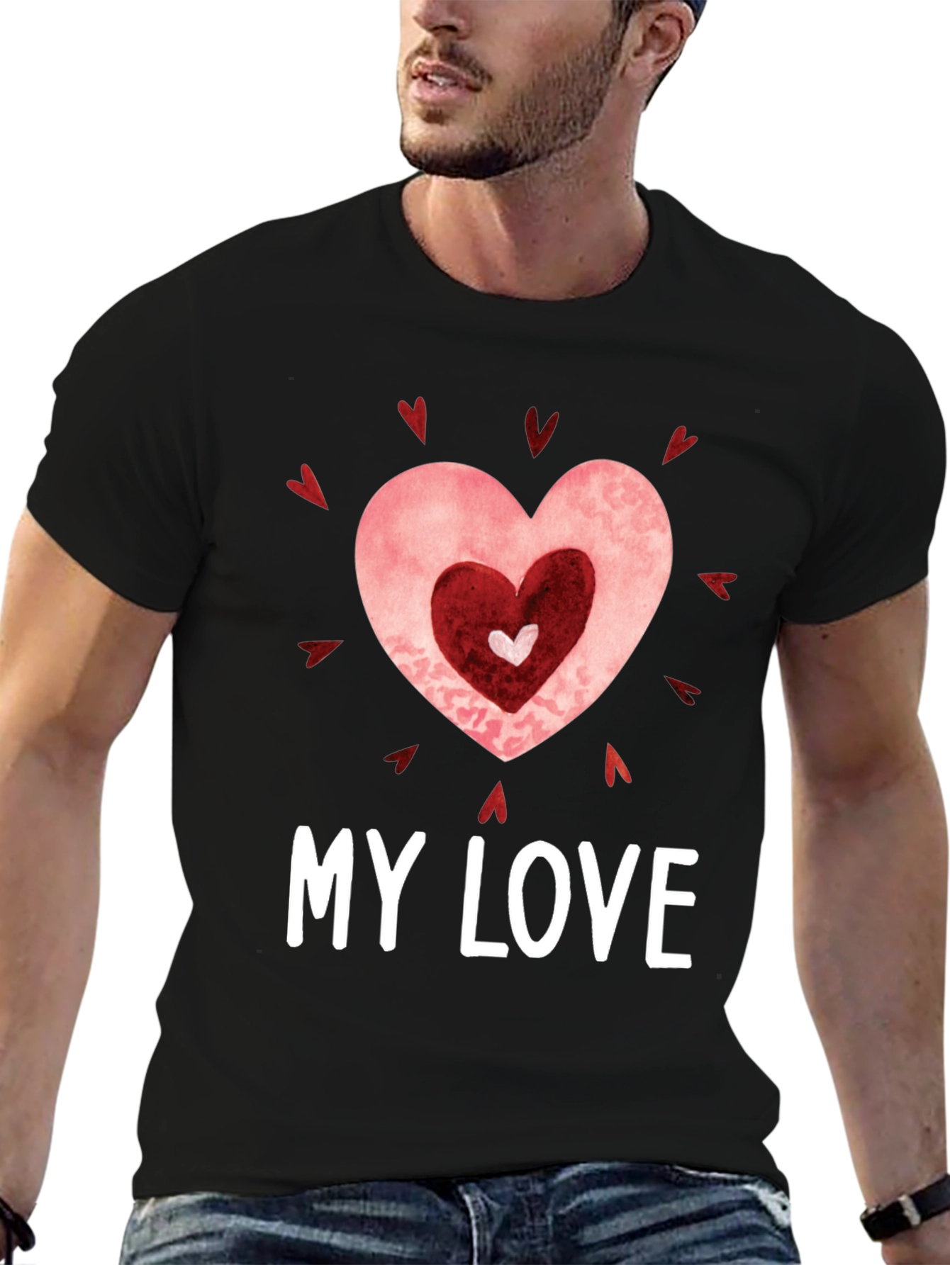 My Love Heart Graphic Black T-Shirt