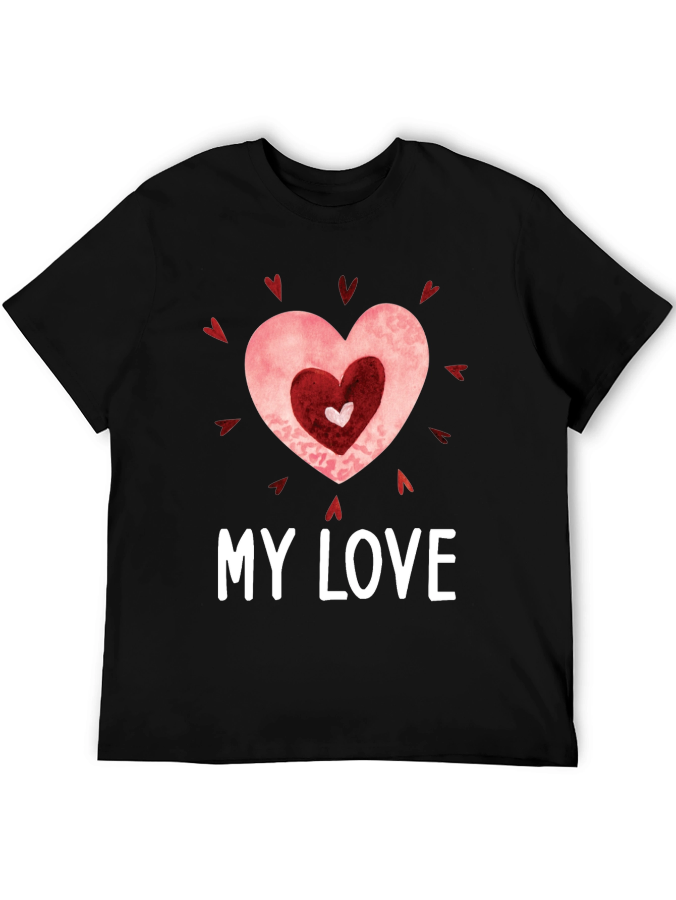 My Love Heart Graphic Black T-Shirt