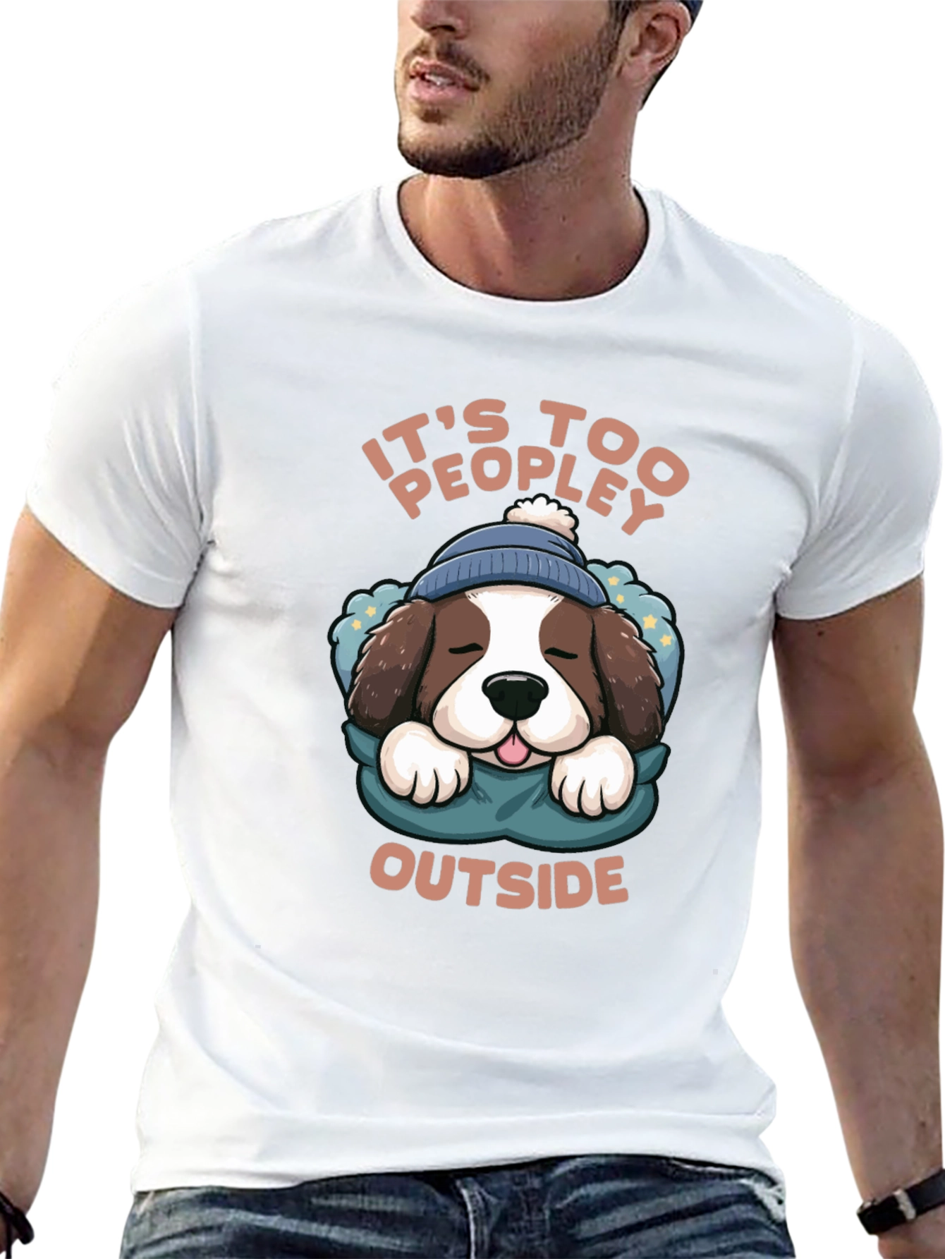 Its Too Peopley Outside Dog Graphic Tee