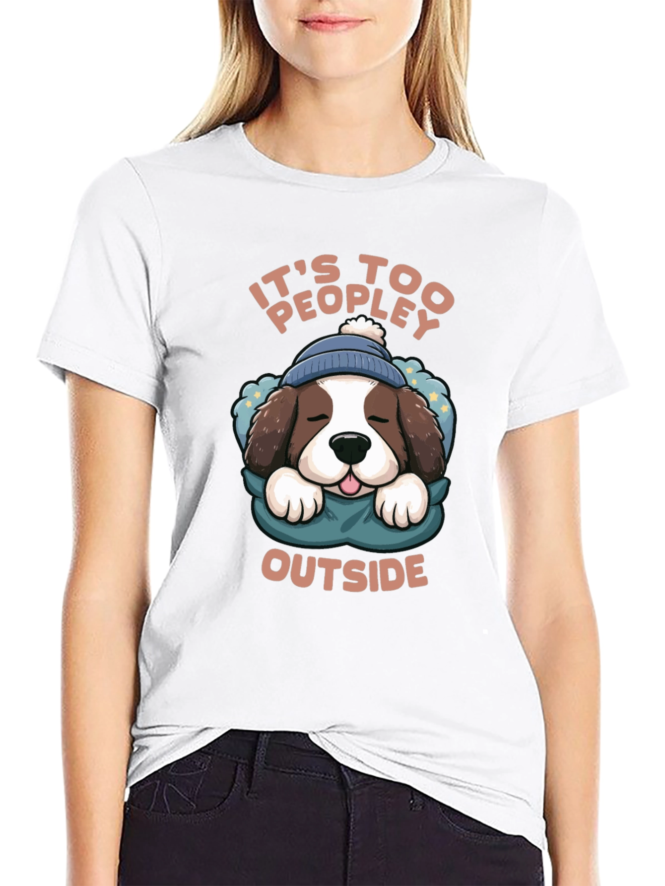 Its Too Peopley Outside Dog Graphic Tee