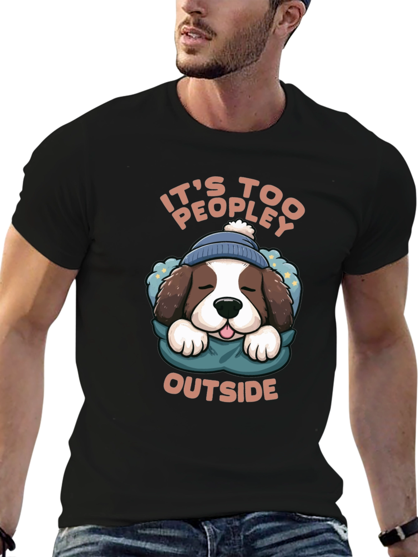 Its Too Peopley Outside Dog Graphic Tee