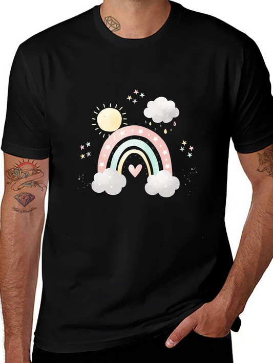 Rainbow & Clouds Graphic Black Tee