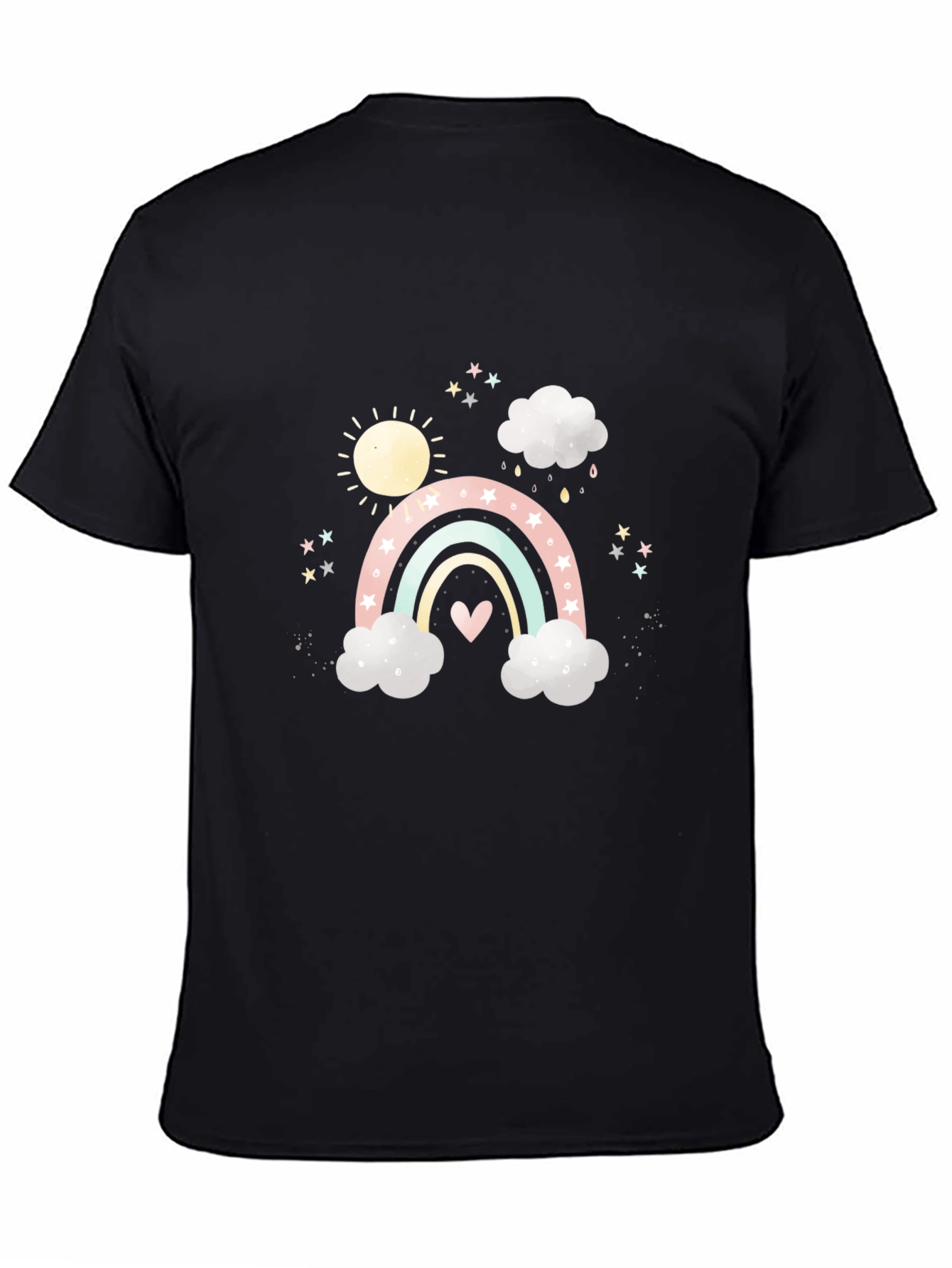 Rainbow & Clouds Graphic Black Tee