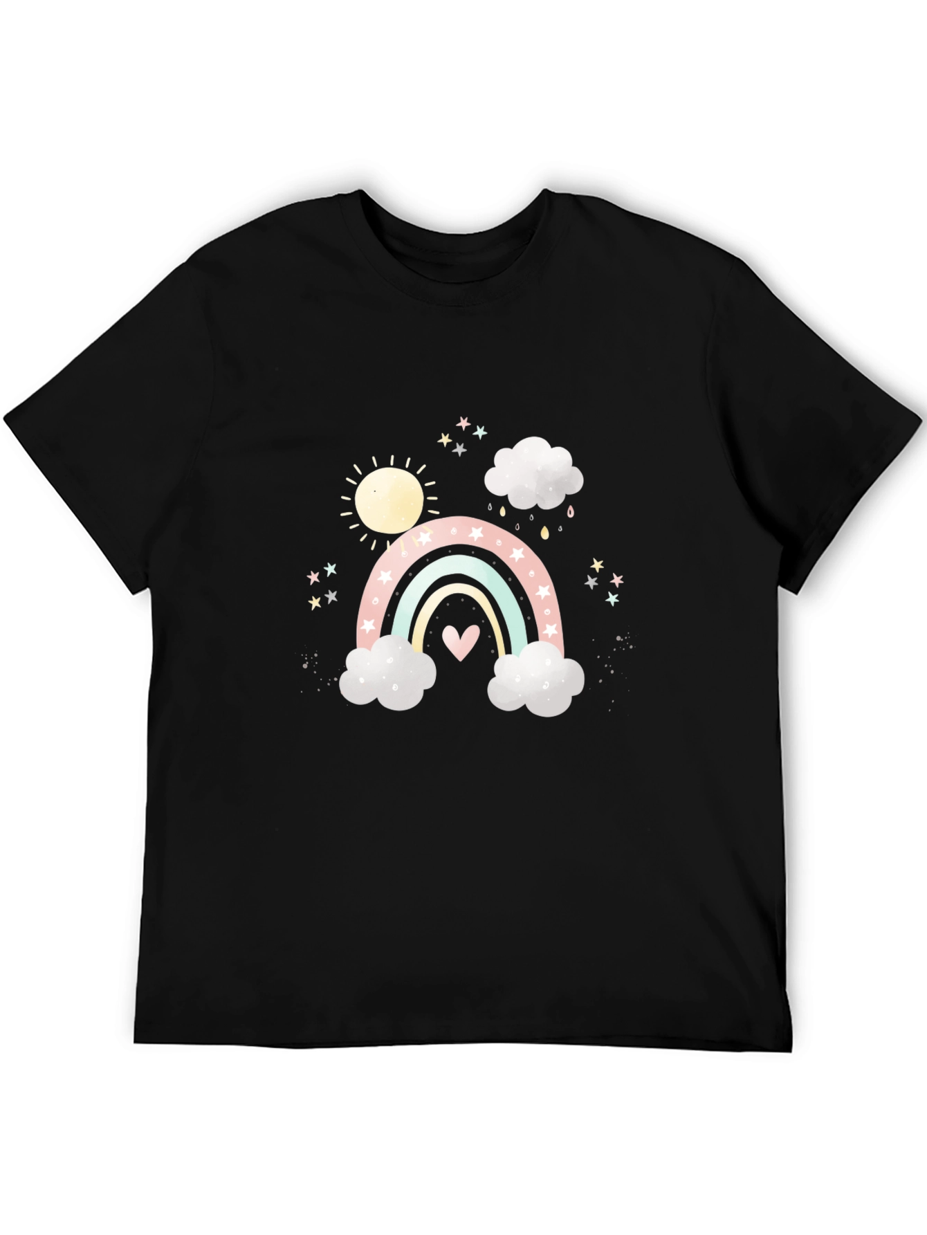 Rainbow & Clouds Graphic Black Tee