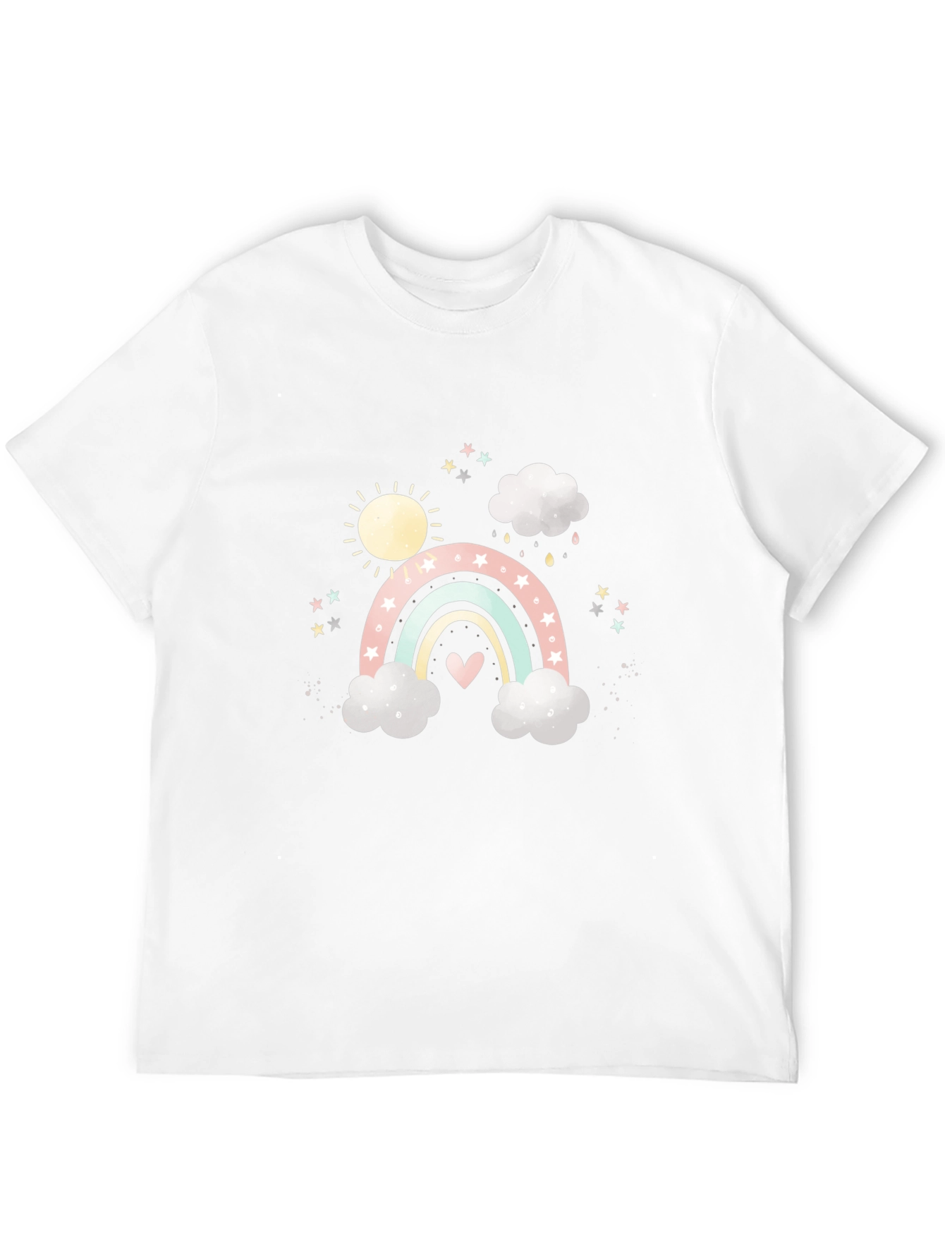Rainbow & Clouds Graphic Black Tee