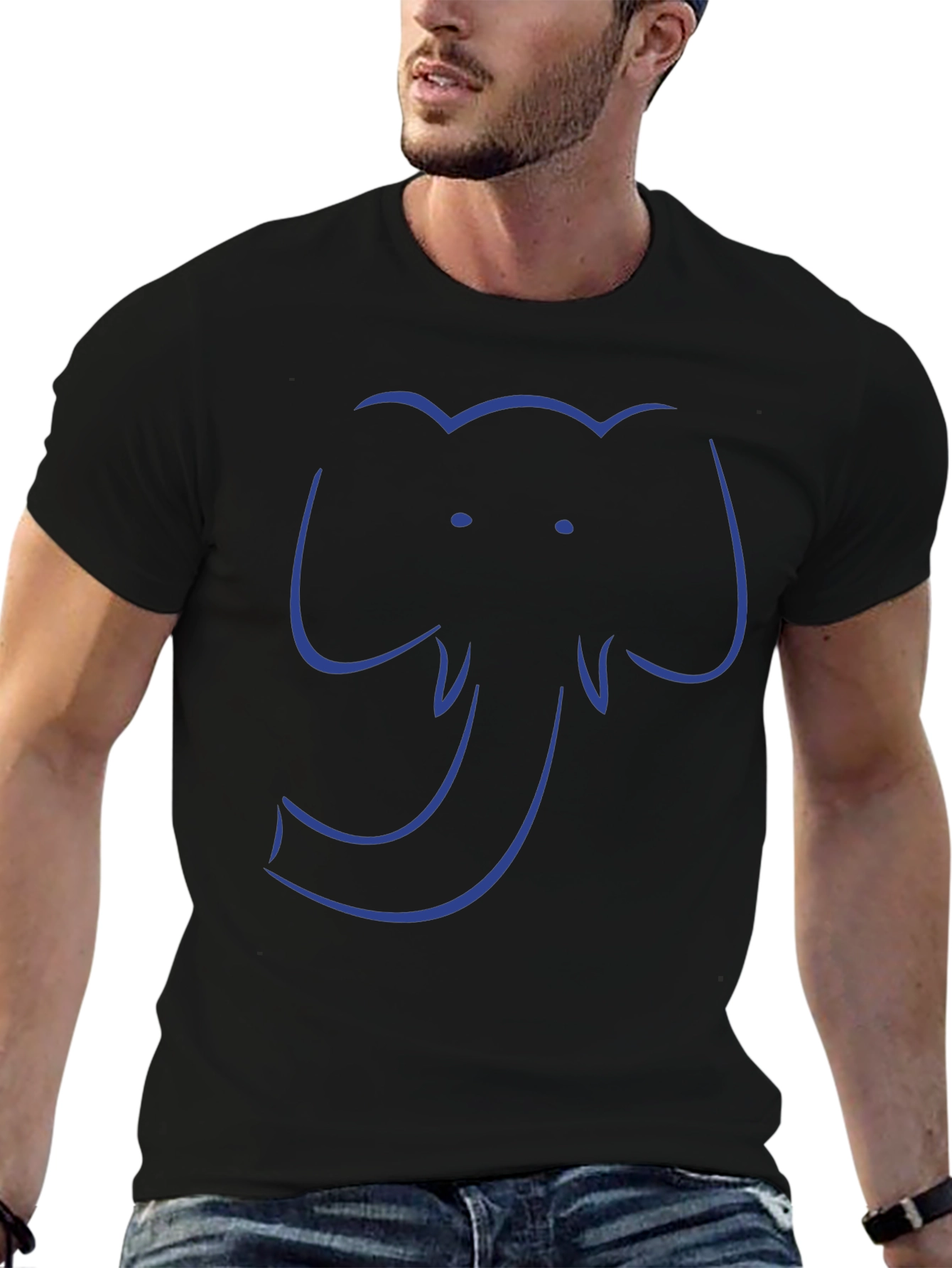 Elephant Outline Graphic Tee - Cool Casual Style