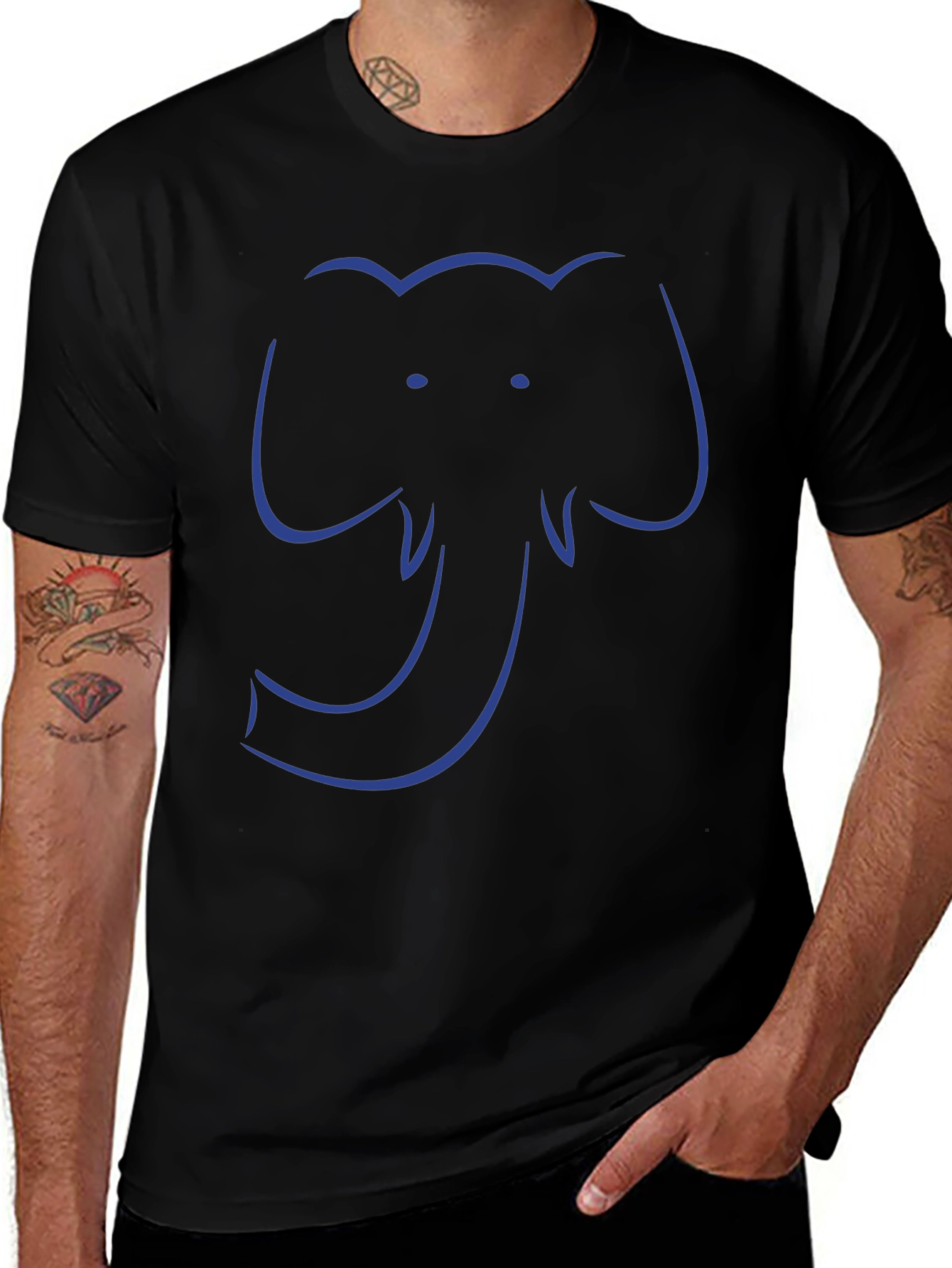 Elephant Outline Graphic Tee - Cool Casual Style