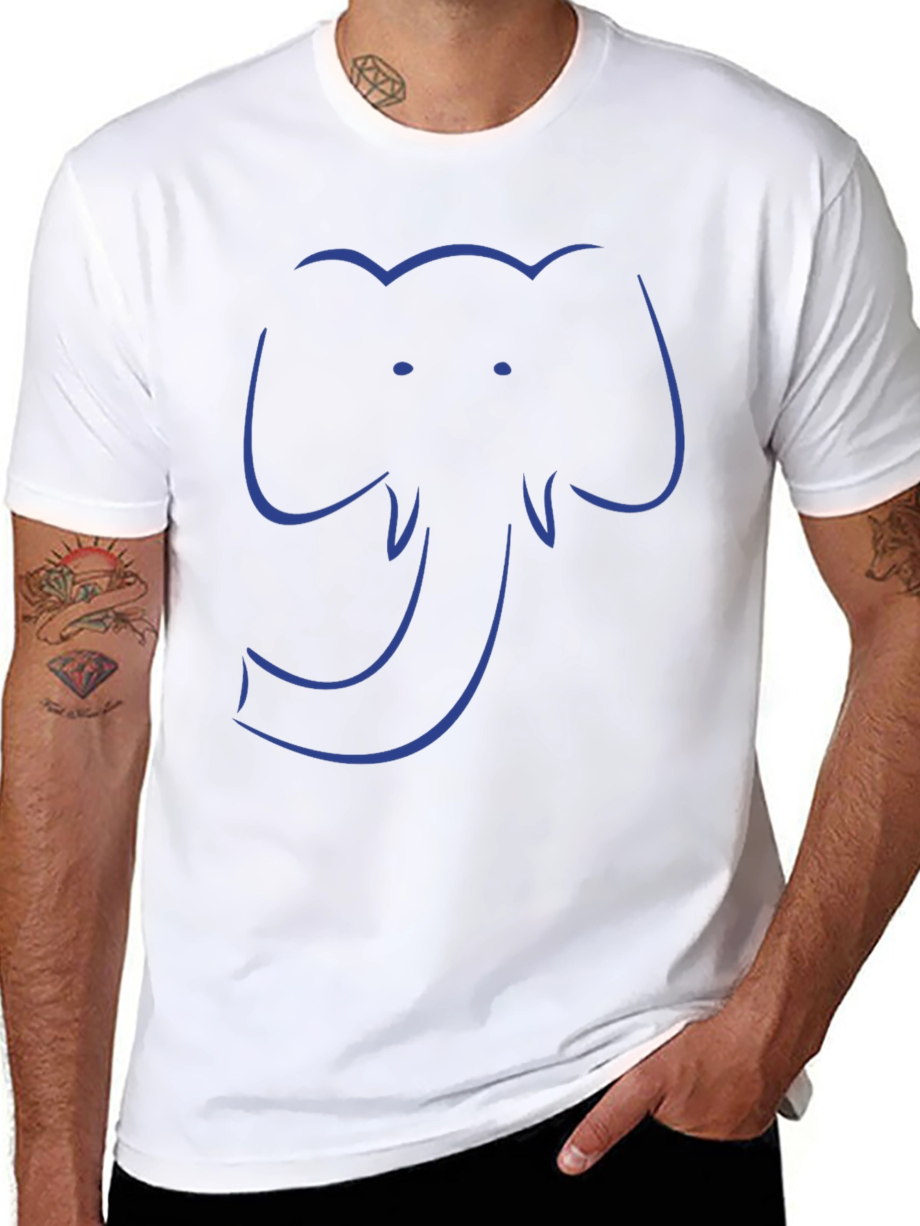 Elephant Outline Graphic Tee - Cool Casual Style
