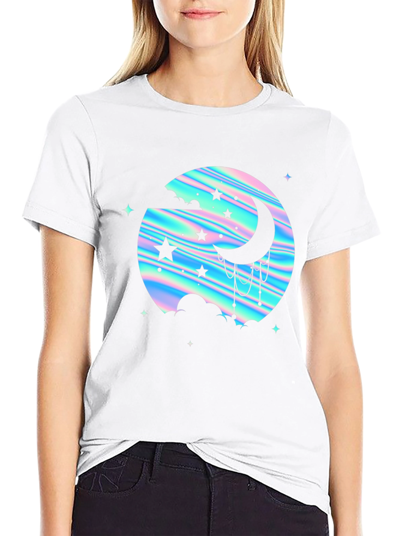 Mystic Moon & Stars Graphic Tee - Black