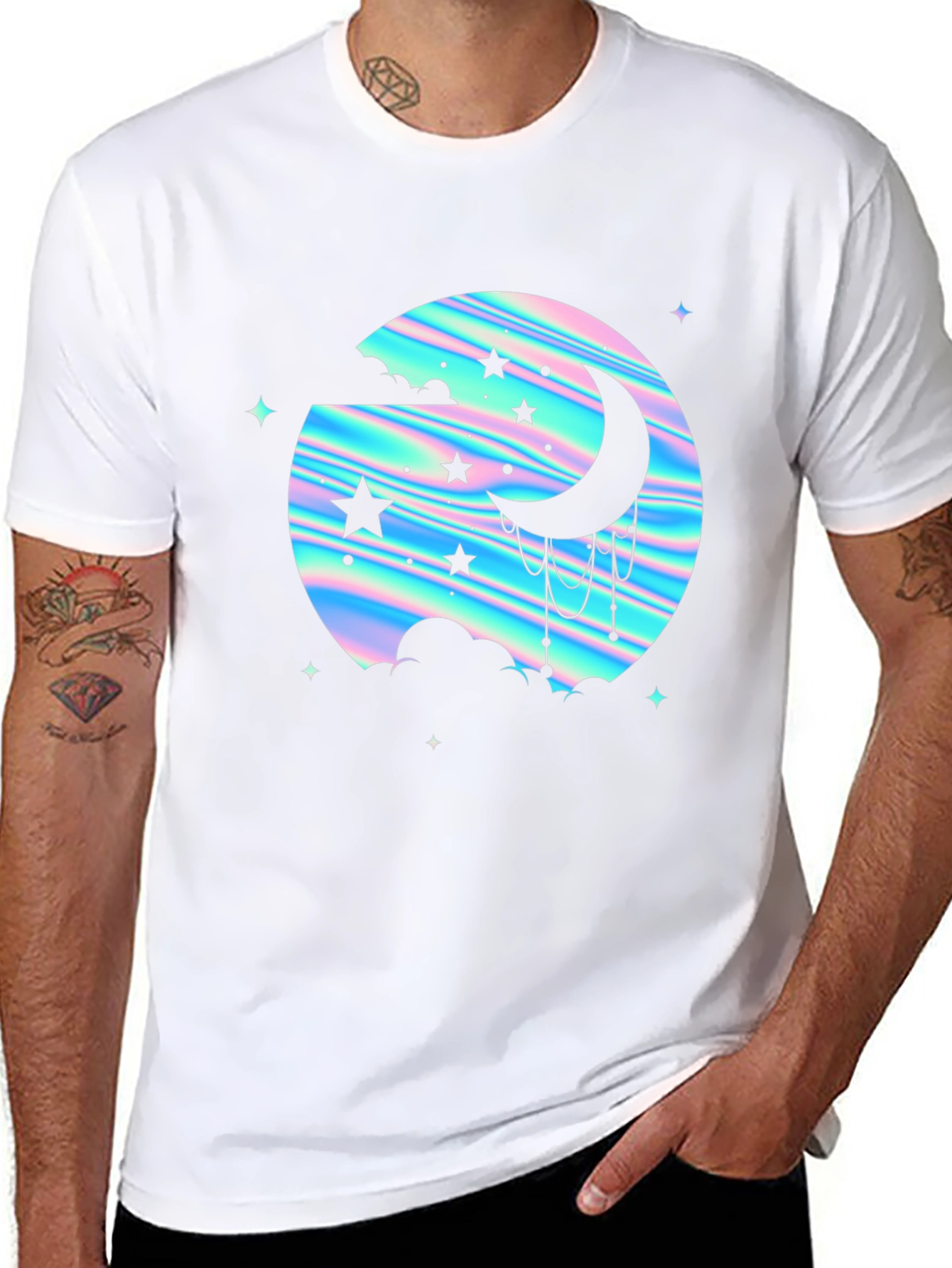 Mystic Moon & Stars Graphic Tee - Black