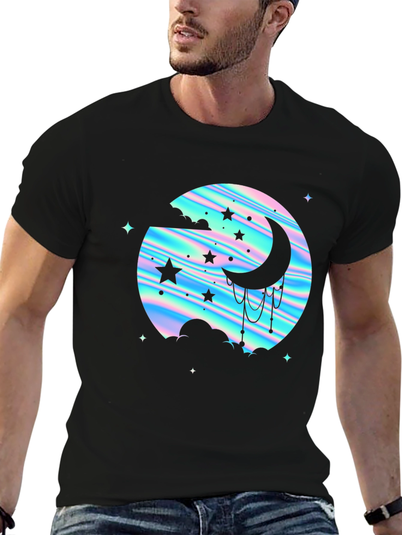 Mystic Moon & Stars Graphic Tee - Black