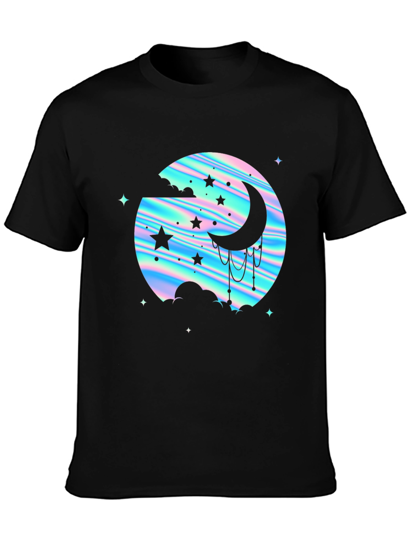 Mystic Moon & Stars Graphic Tee - Black