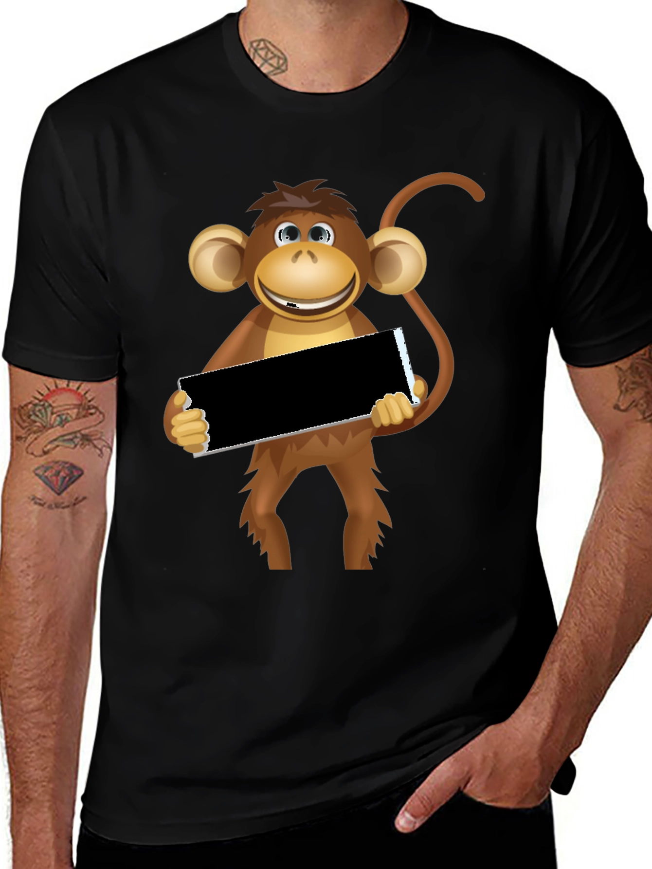 Funny Monkey Graphic Tee - Black