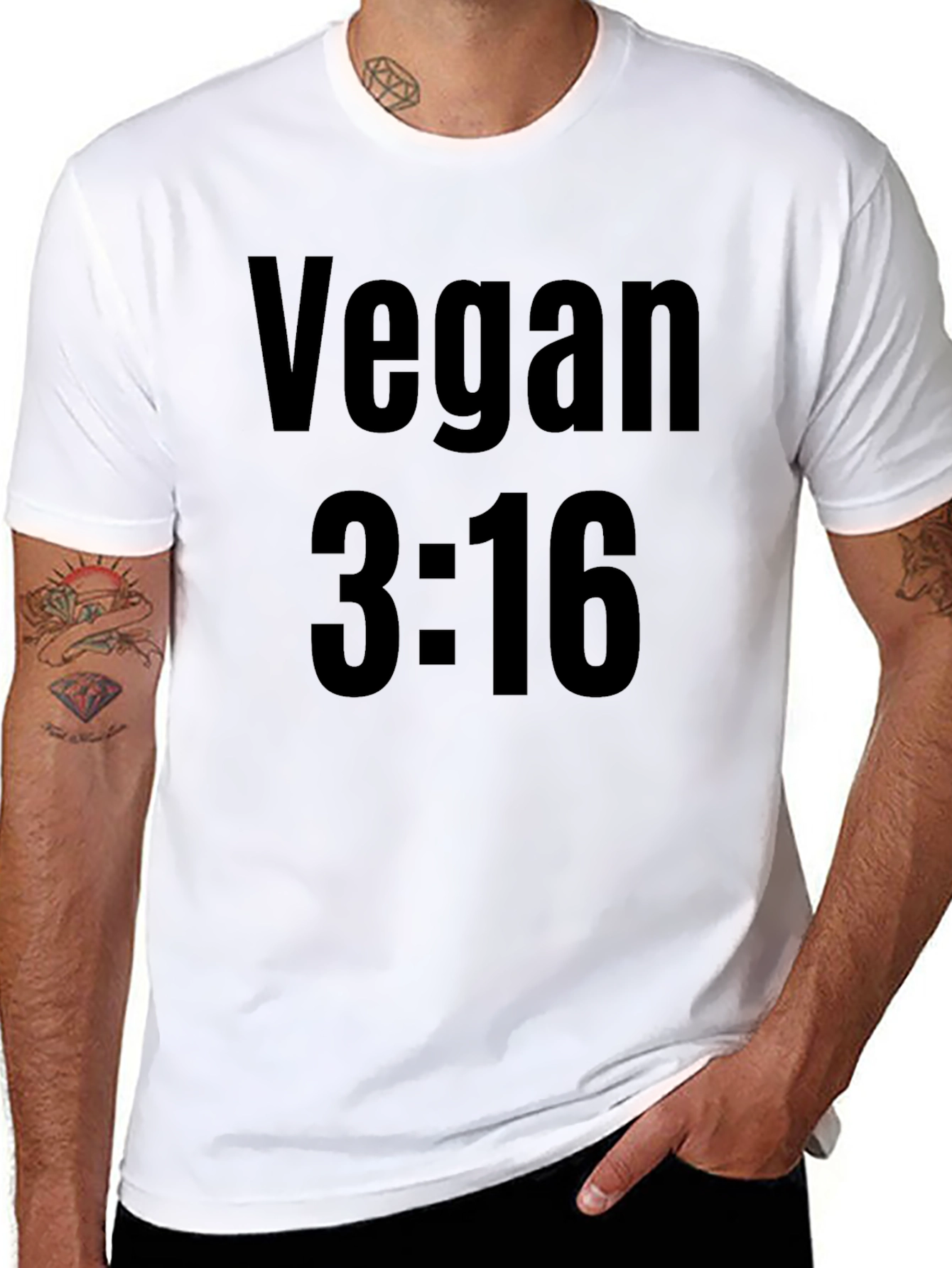 Vegan 3:16 Graphic T-Shirt - Black