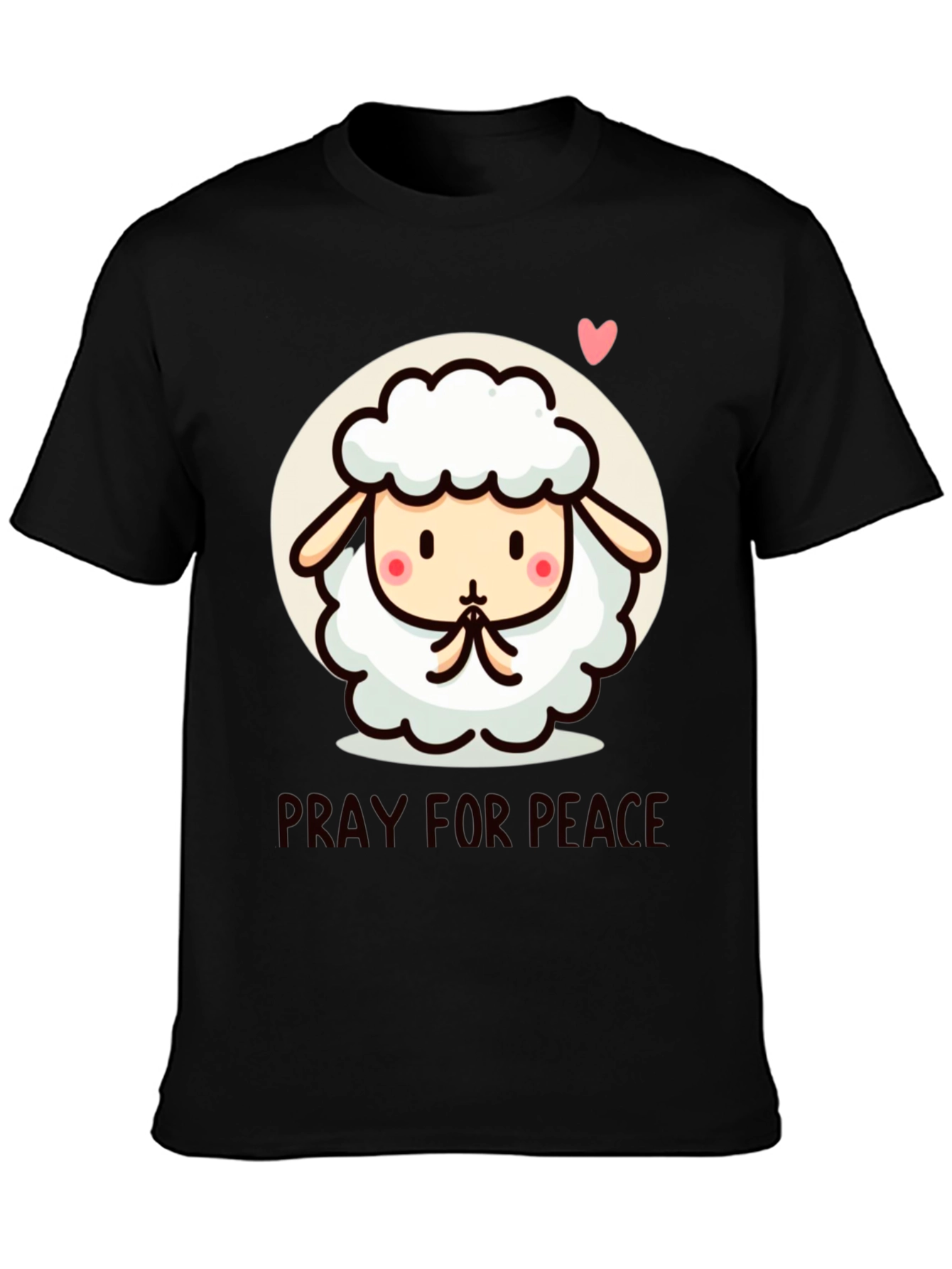 Pray for Peace Cute Sheep Graphic T-Shirt