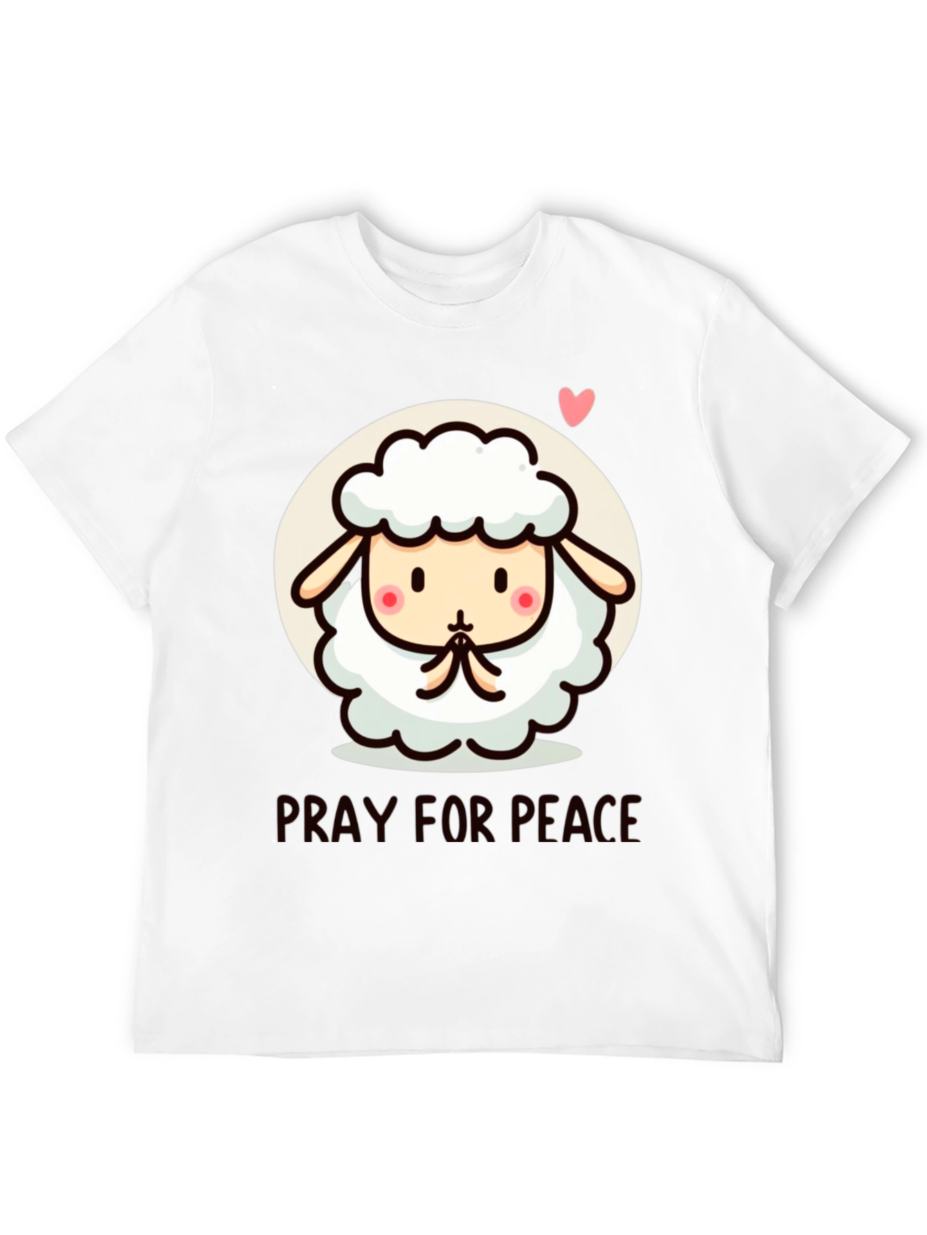 Pray for Peace Cute Sheep Graphic T-Shirt