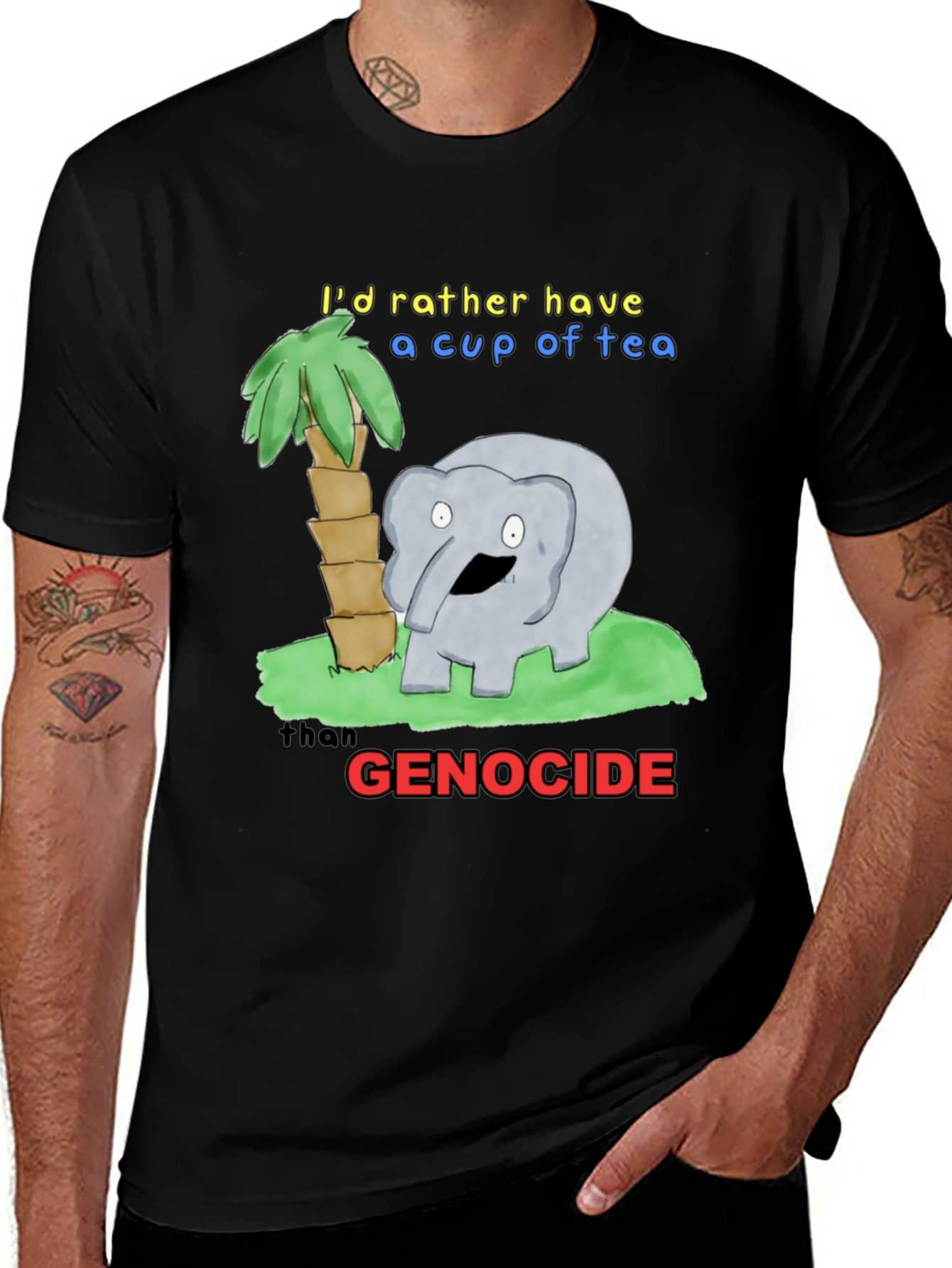 Humorous Tea Lover T-Shirt - Anti-Genocide Graphic Tee