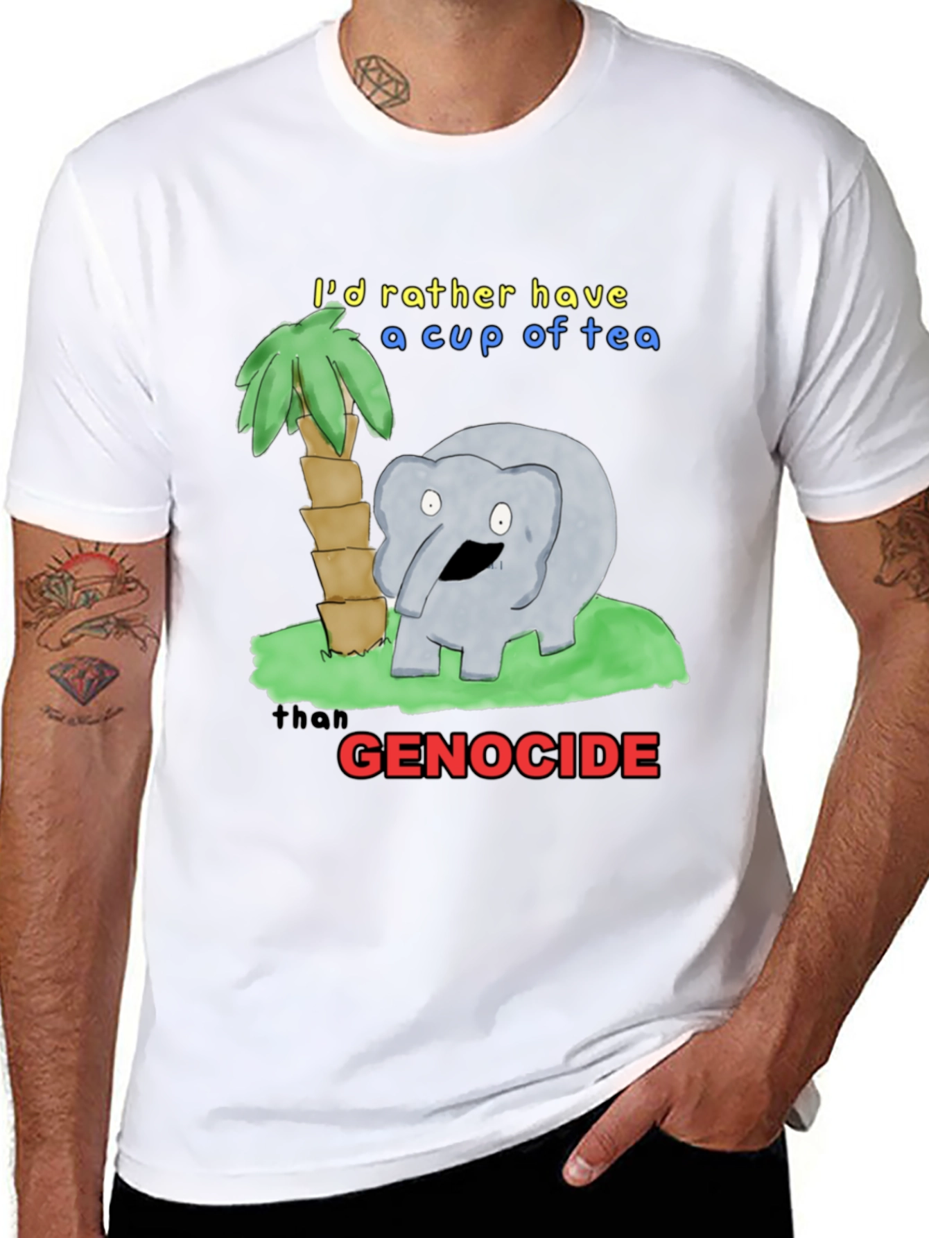 Humorous Tea Lover T-Shirt - Anti-Genocide Graphic Tee
