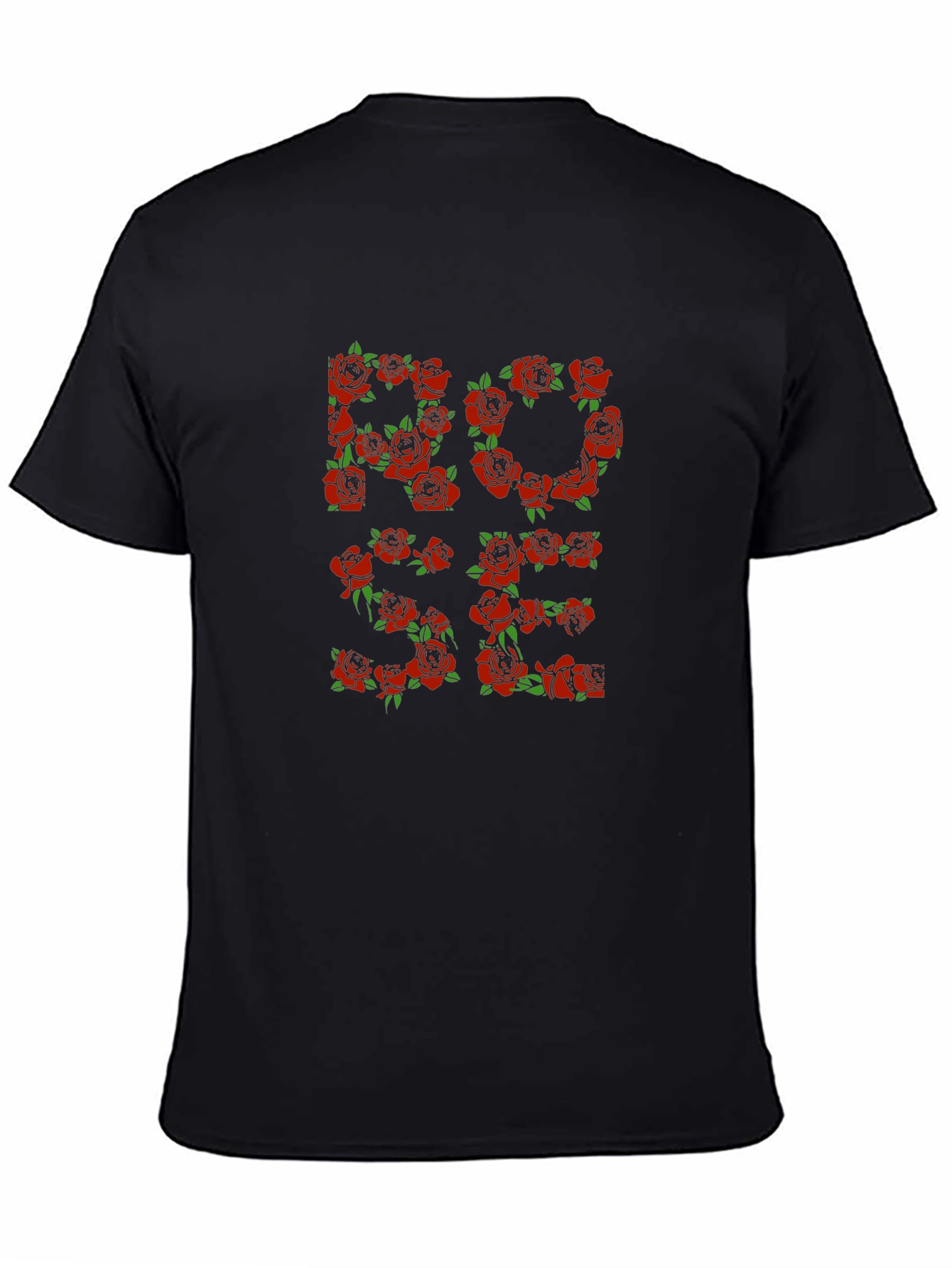 Rose Floral Graphic Print Black T-Shirt