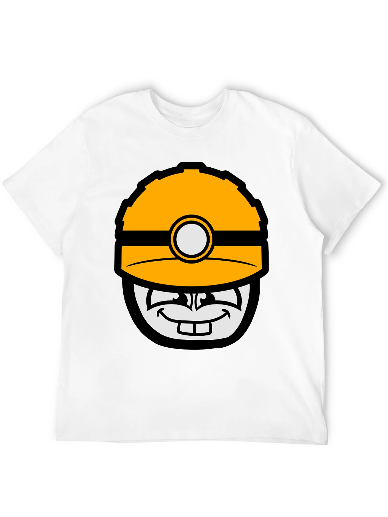 Cartoon Miner Hard Hat Graphic Tee - Black