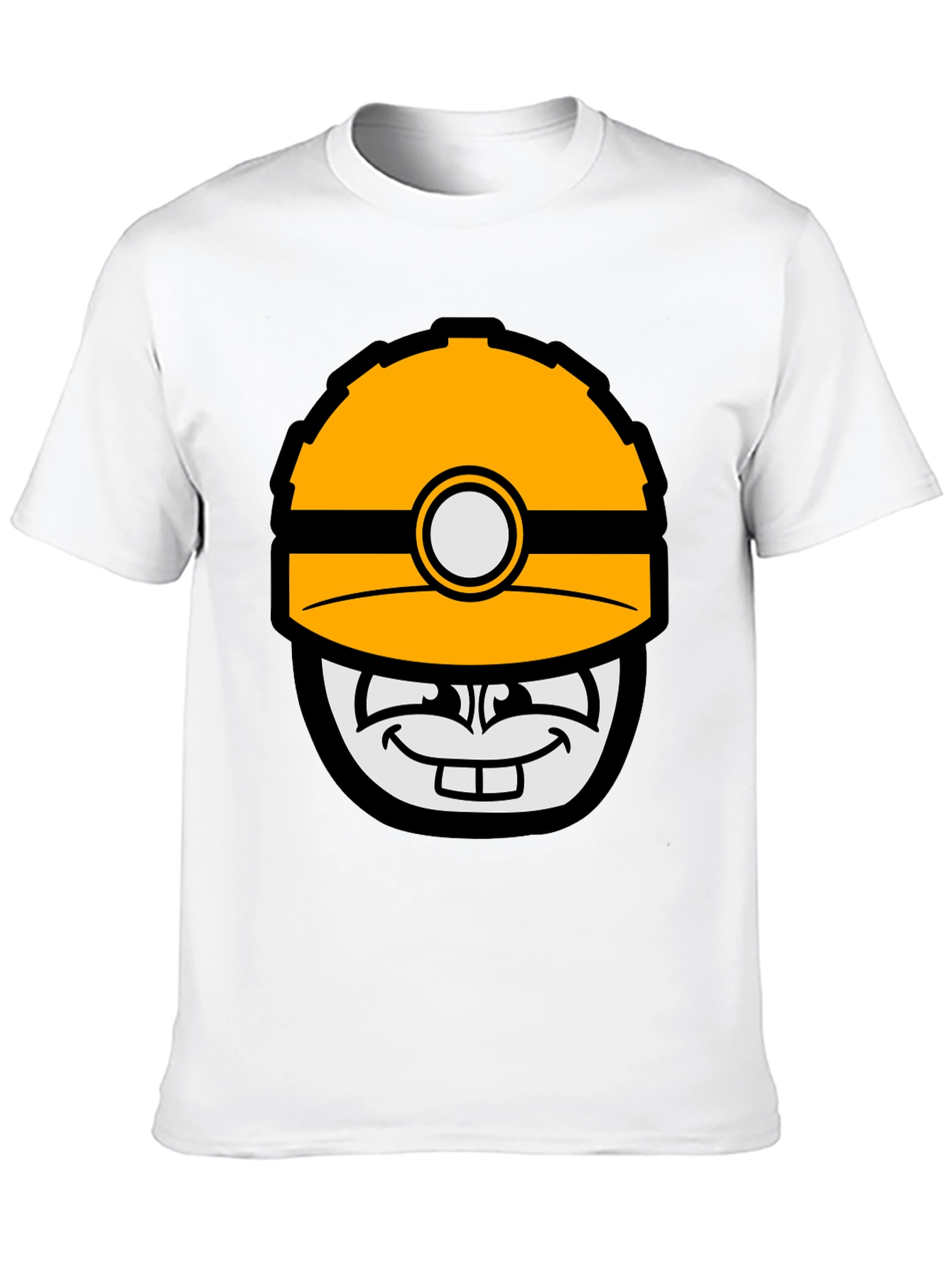 Cartoon Miner Hard Hat Graphic Tee - Black