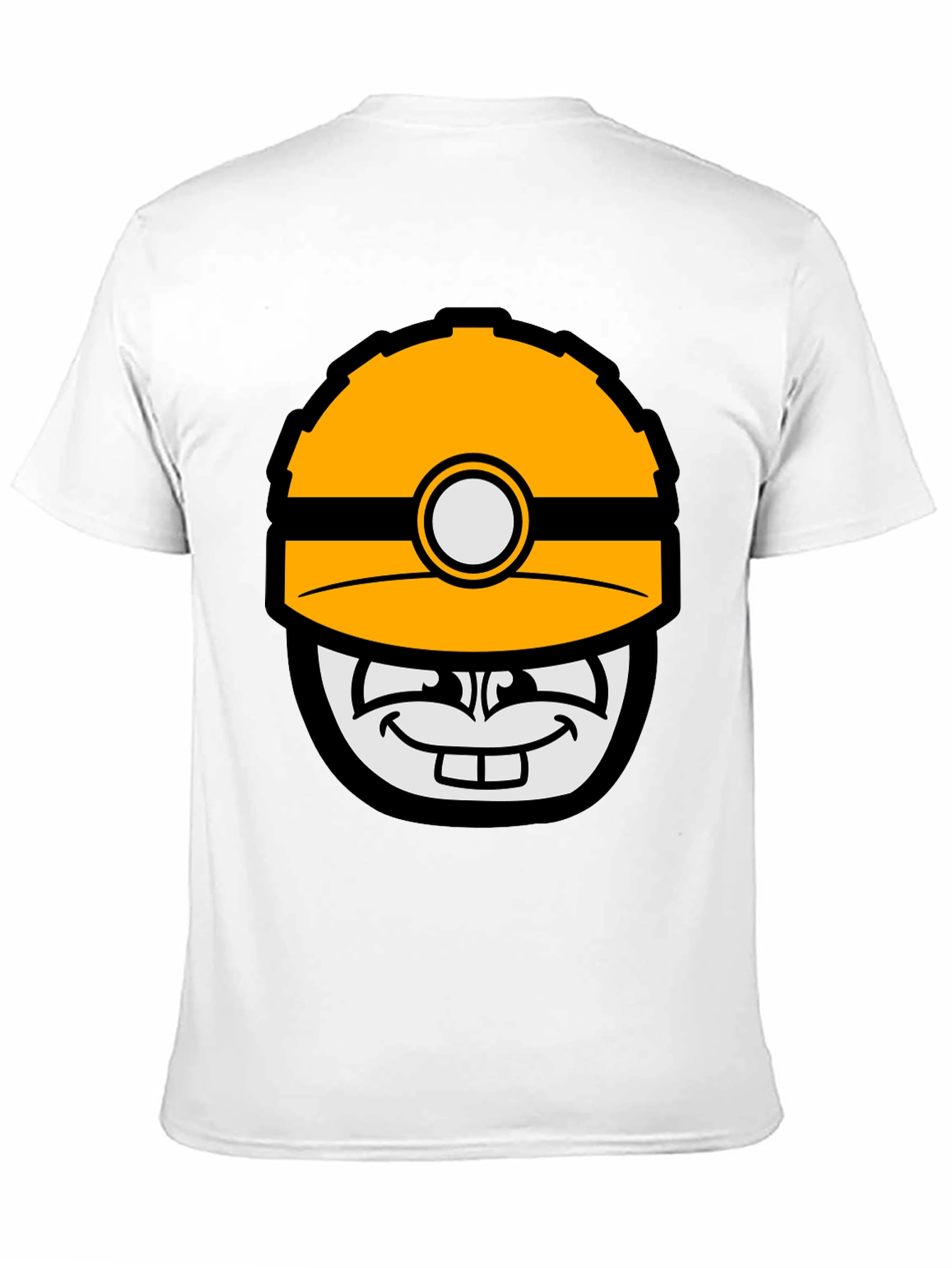 Cartoon Miner Hard Hat Graphic Tee - Black