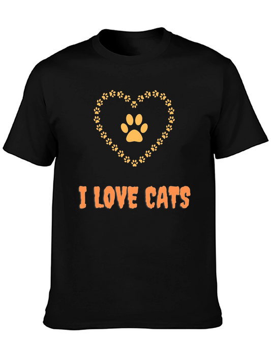 I Love Cats T-Shirt: Paw Print Heart Graphic Tee