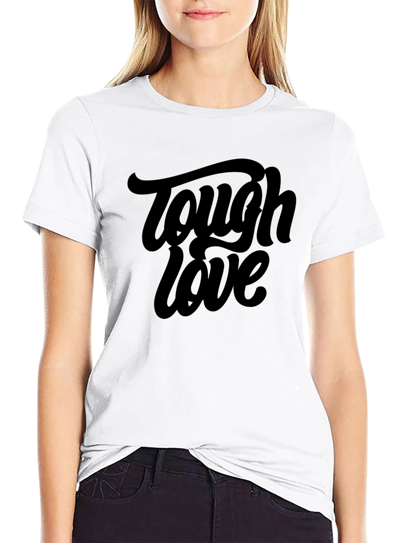 Tough Love Graphic Tee - Black Cotton Crew Neck
