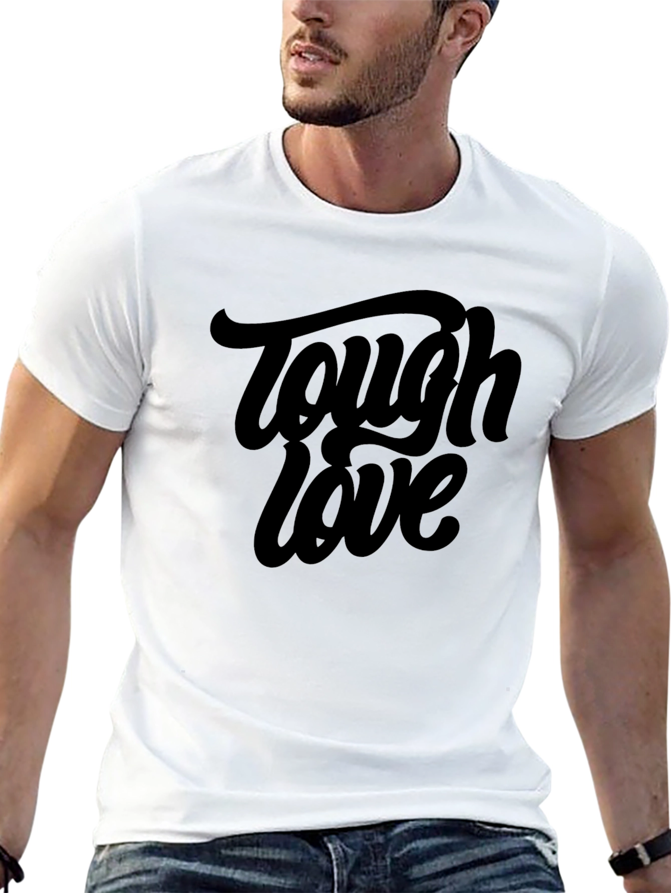 Tough Love Graphic Tee - Black Cotton Crew Neck