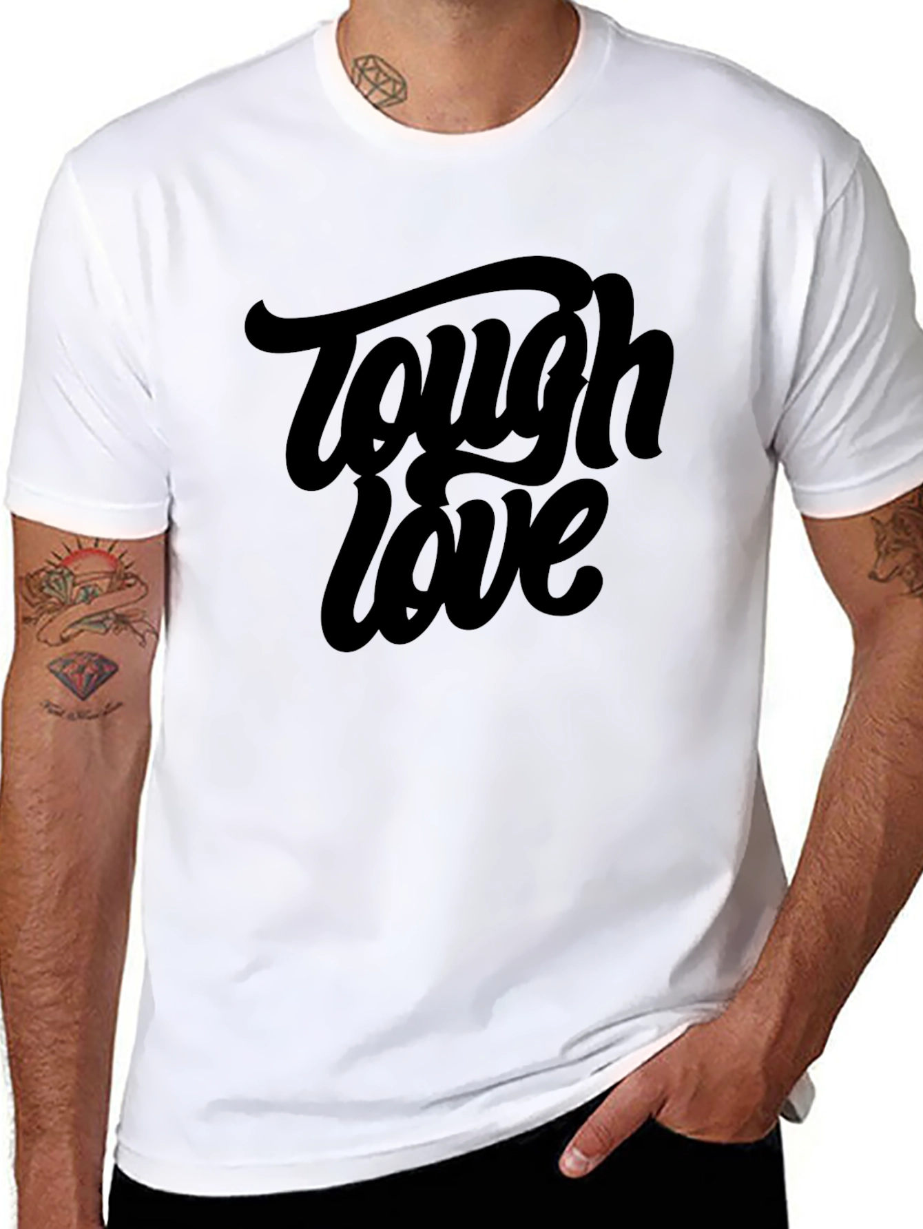 Tough Love Graphic Tee - Black Cotton Crew Neck