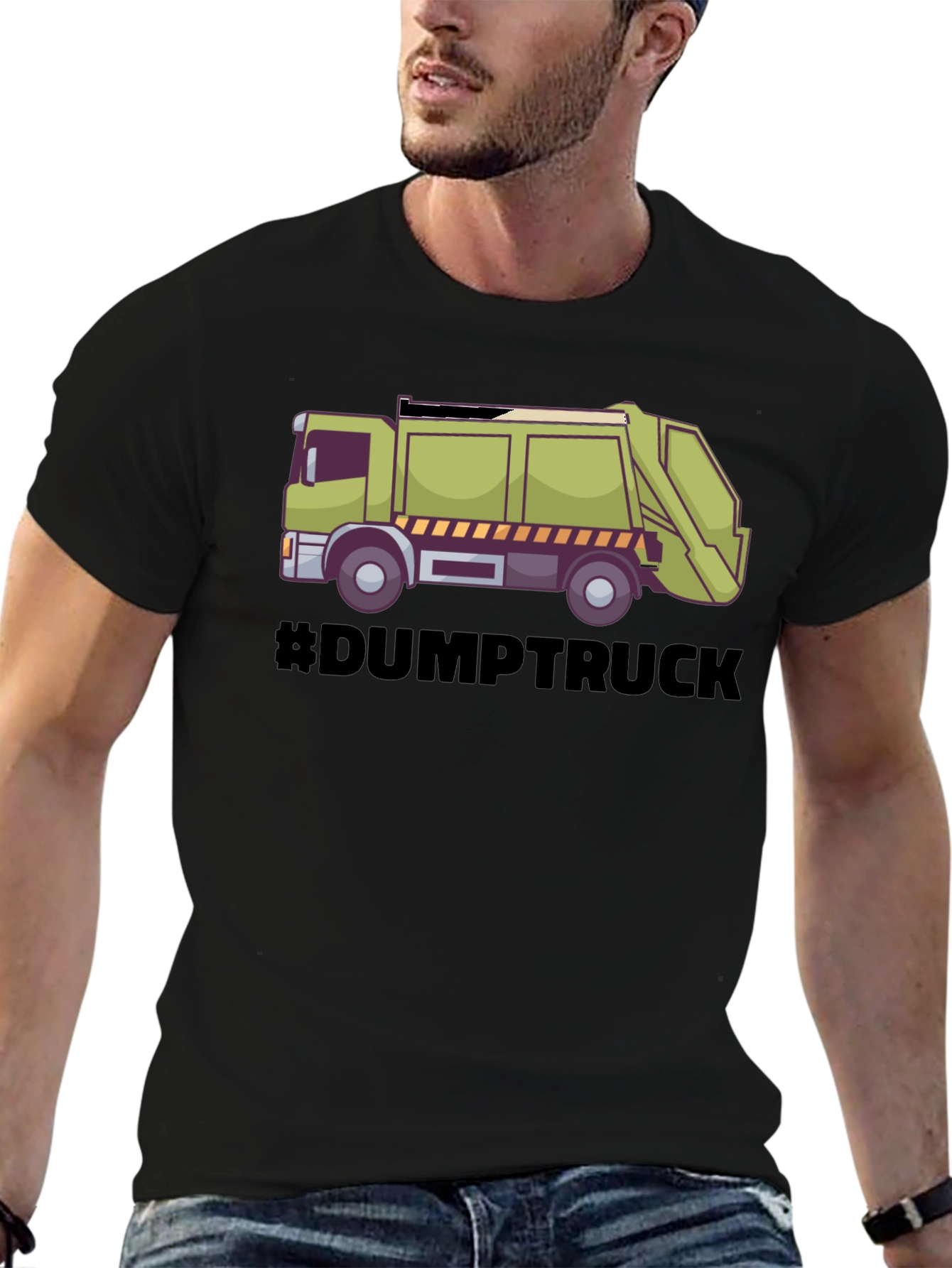 Dump Truck Graphic Tee - Black Cotton T-Shirt