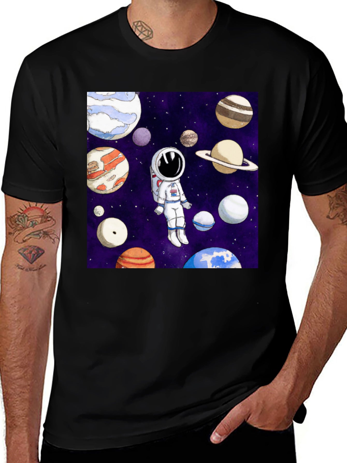 Astronaut & Planet Graphic T-Shirt - Space Adventure