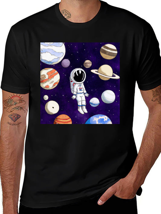 Astronaut & Planet Graphic T-Shirt - Space Adventure