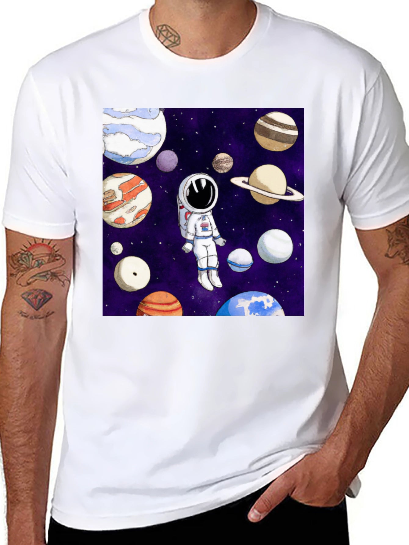 Astronaut & Planet Graphic T-Shirt - Space Adventure