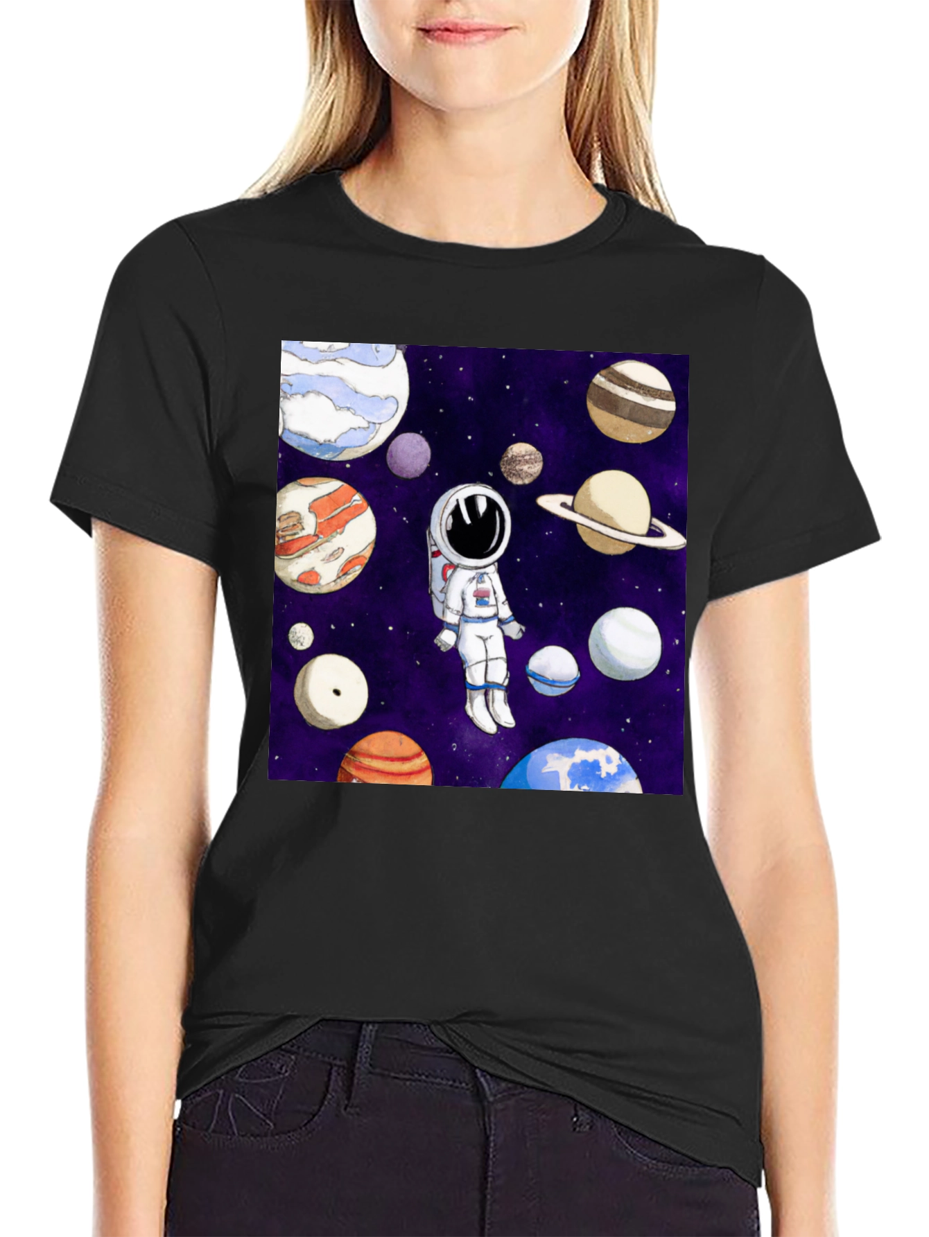Astronaut & Planet Graphic T-Shirt - Space Adventure
